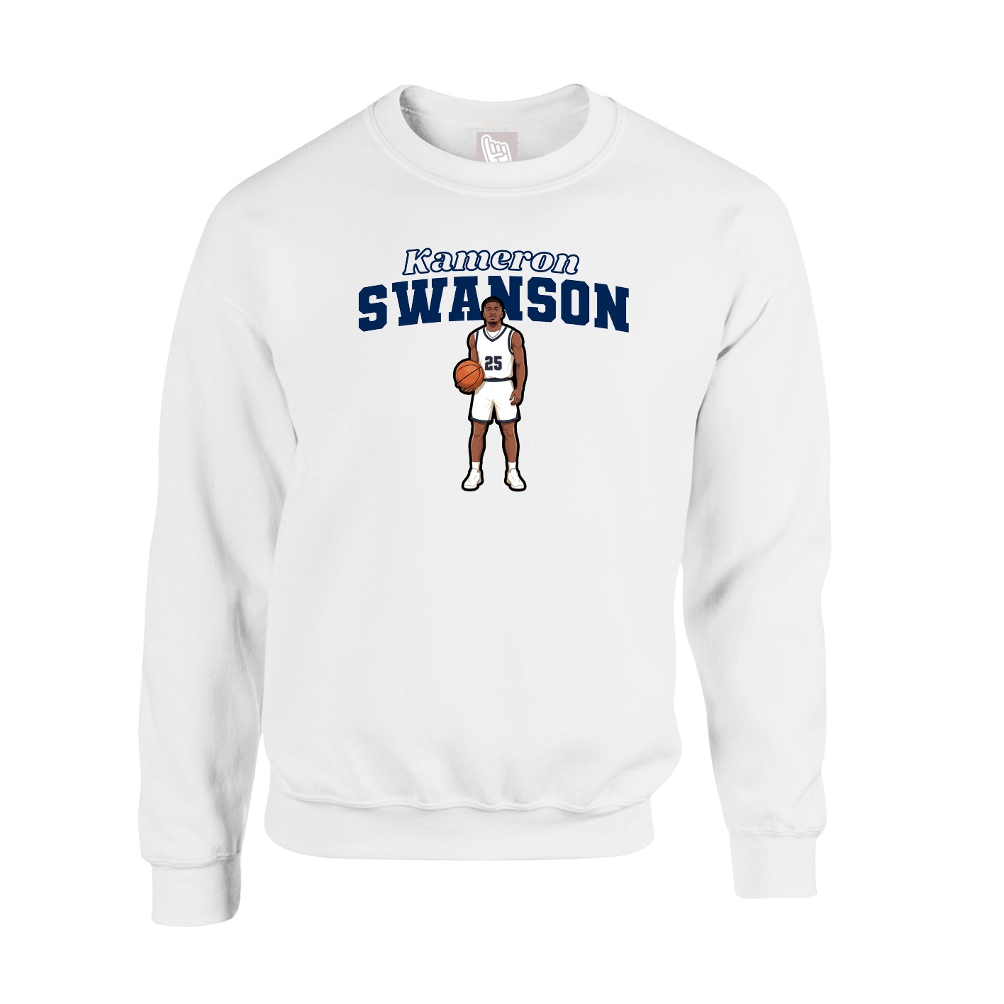 Fleece Crew — Name Arch in White