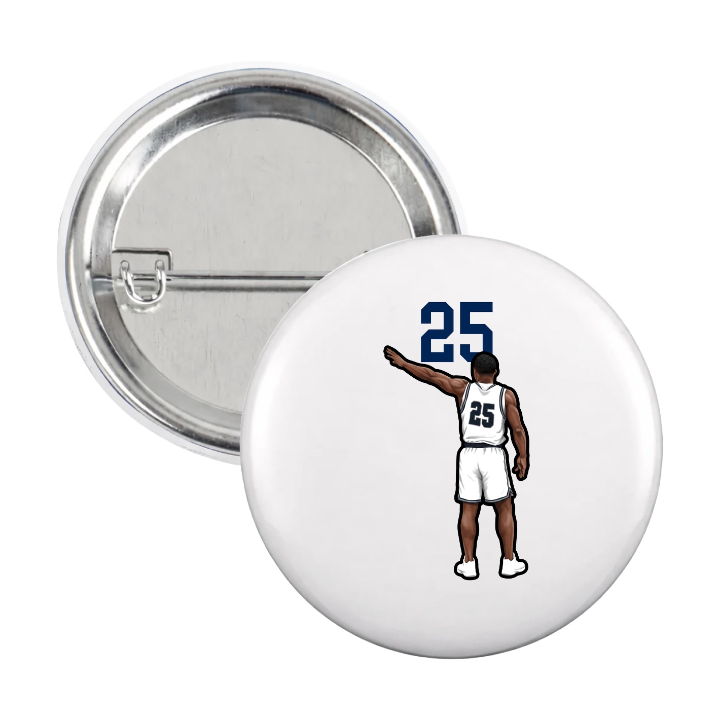 Game Day Button — Number Top in White