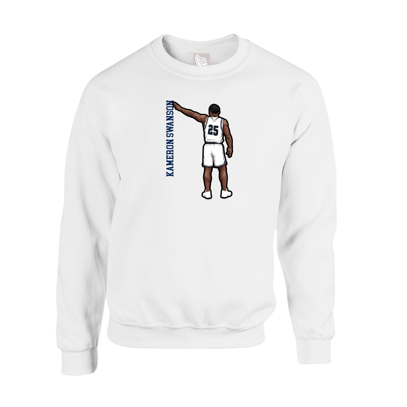 Fleece Crew — Name Vertical in White