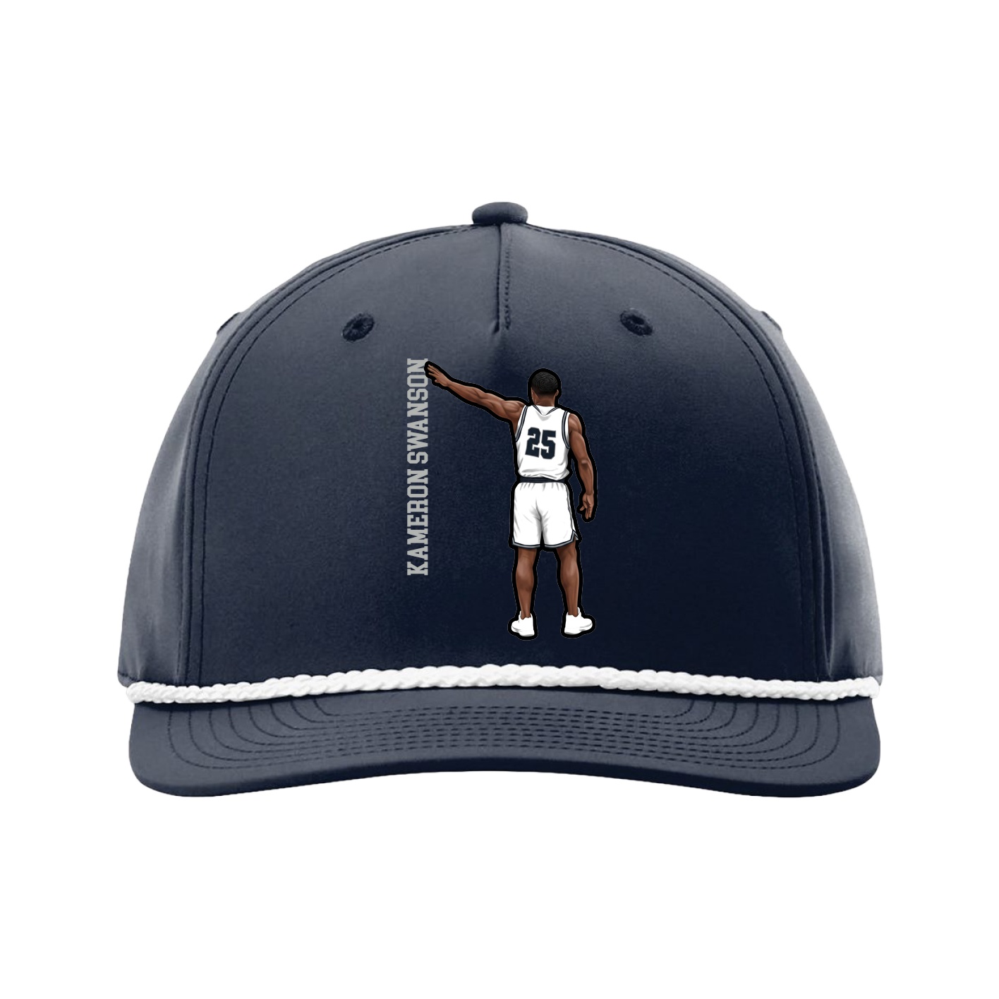 Five-Panel Classic Rope Cap — Name Vertical in Navy