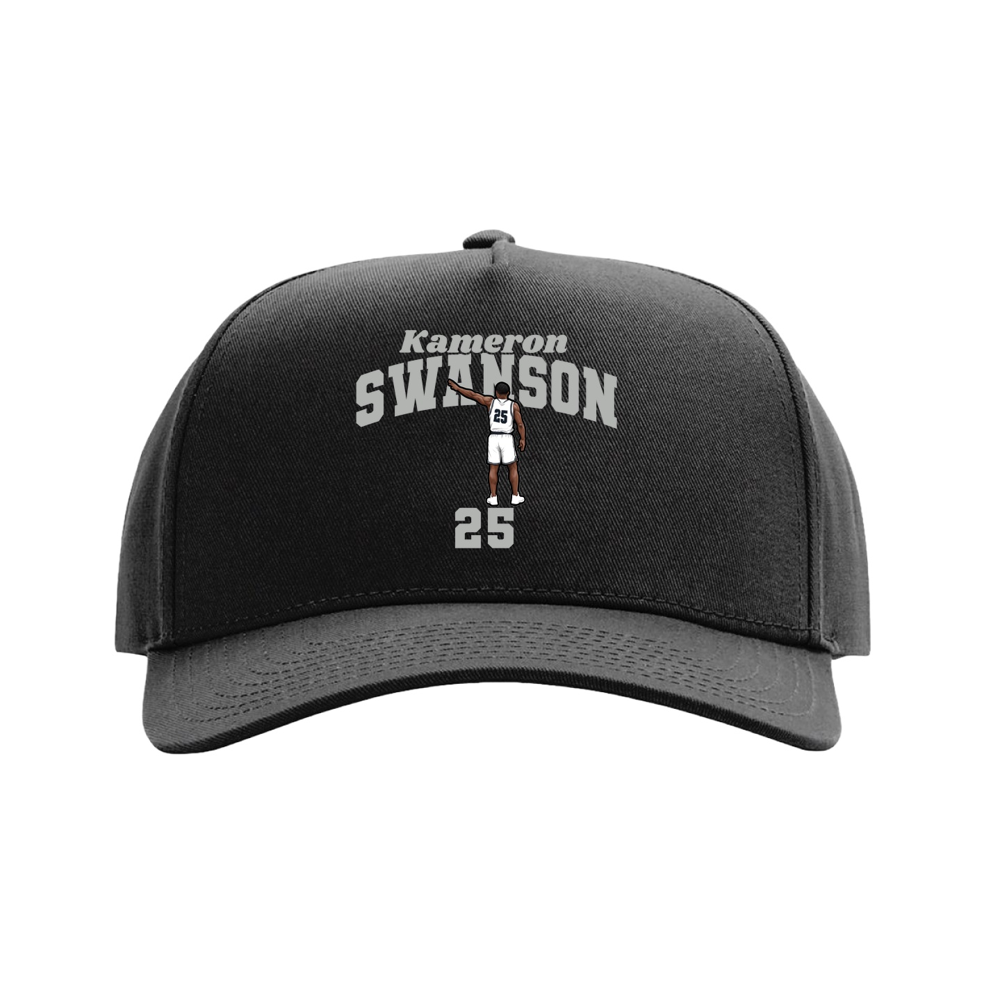 Full Fabric Five-Panel Champ Cap — Signature Arch in Black