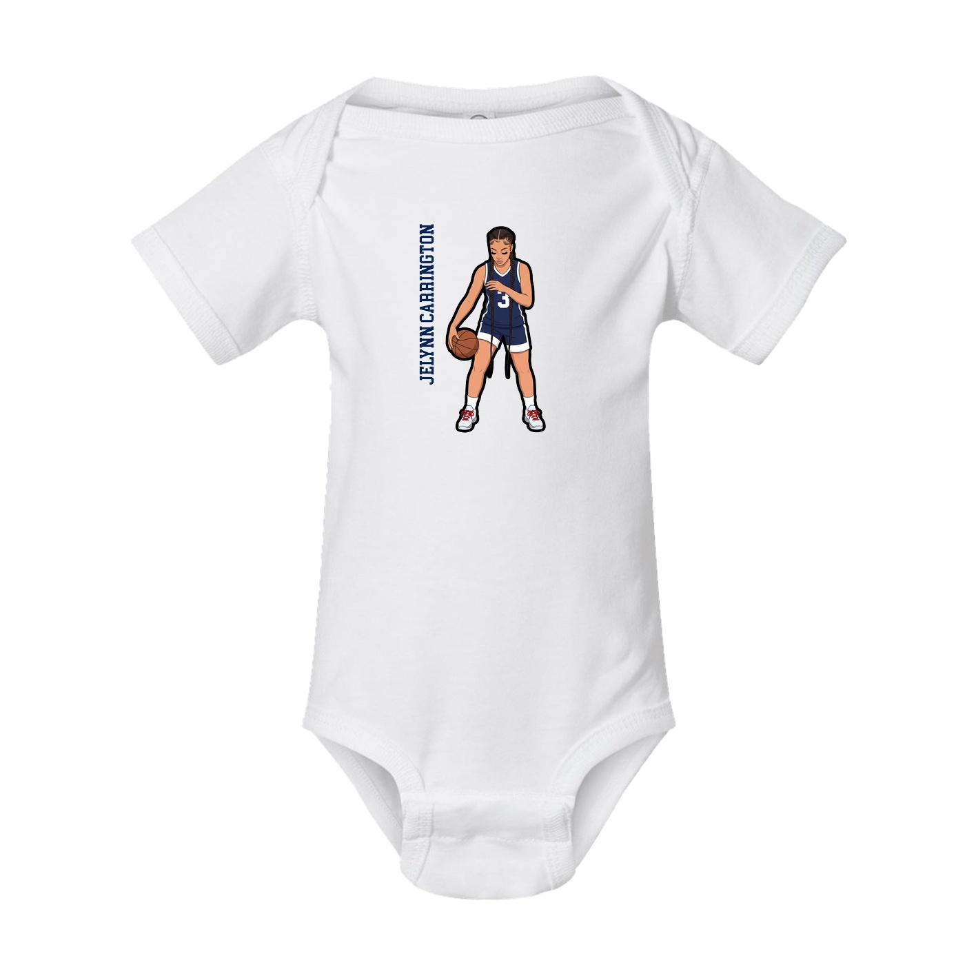 Baby Onesie — Name Vertical in White