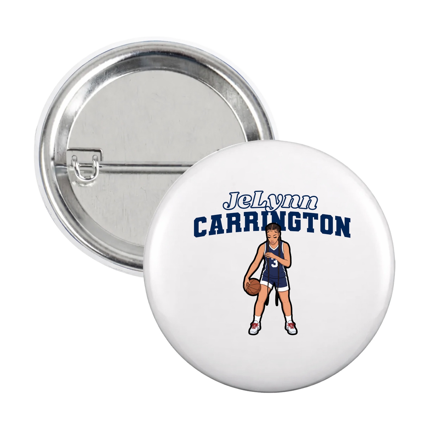 Game Day Button — Name Arch in White
