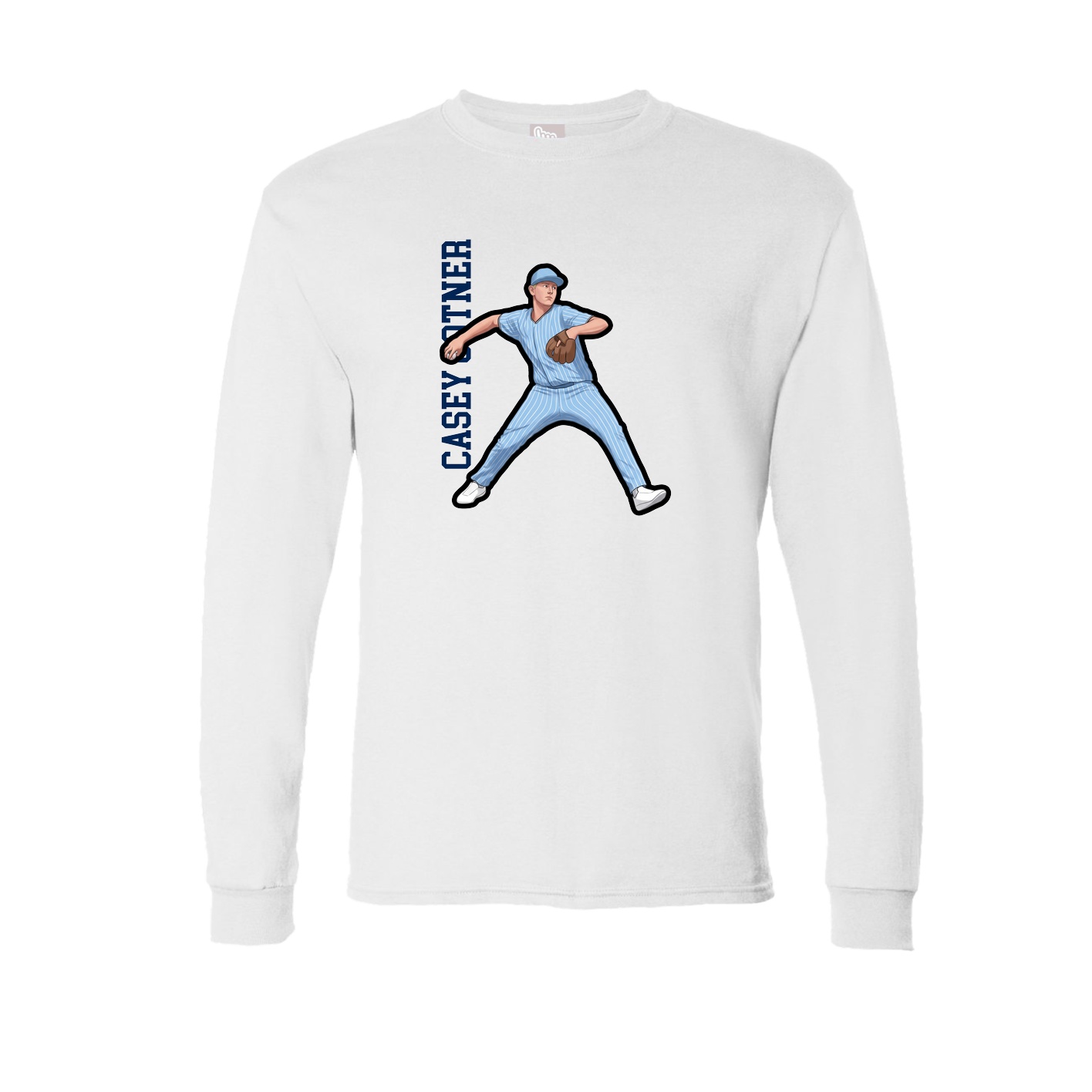 Long Sleeve Tee — Name Vertical in White