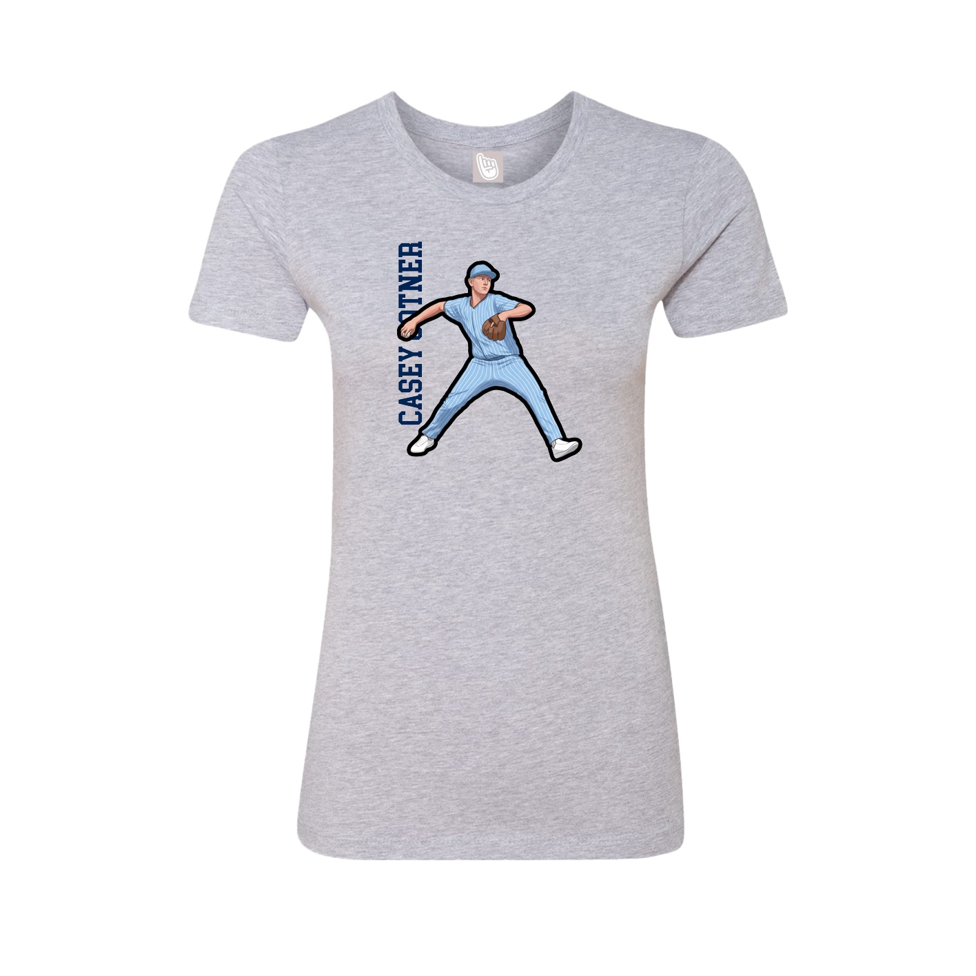 Fitted Women's Tee — Name Vertical in Grey