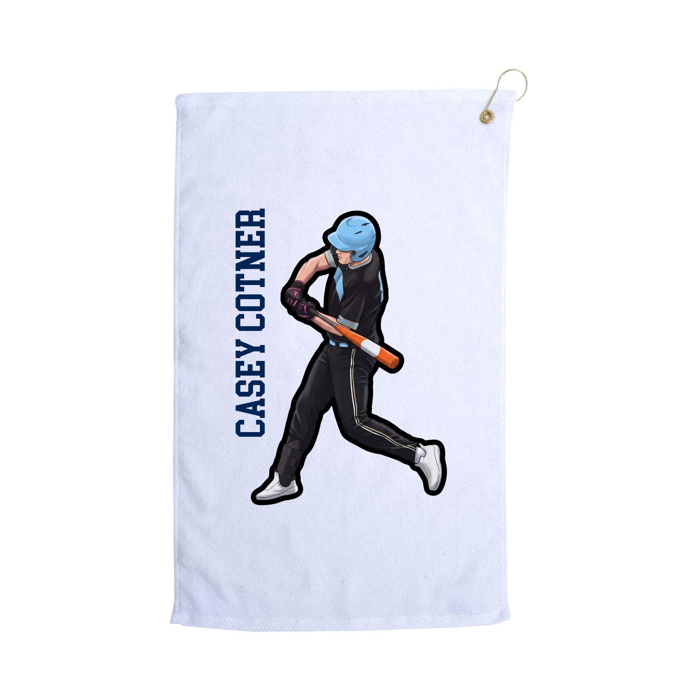 Golf Towel — Name Vertical in White