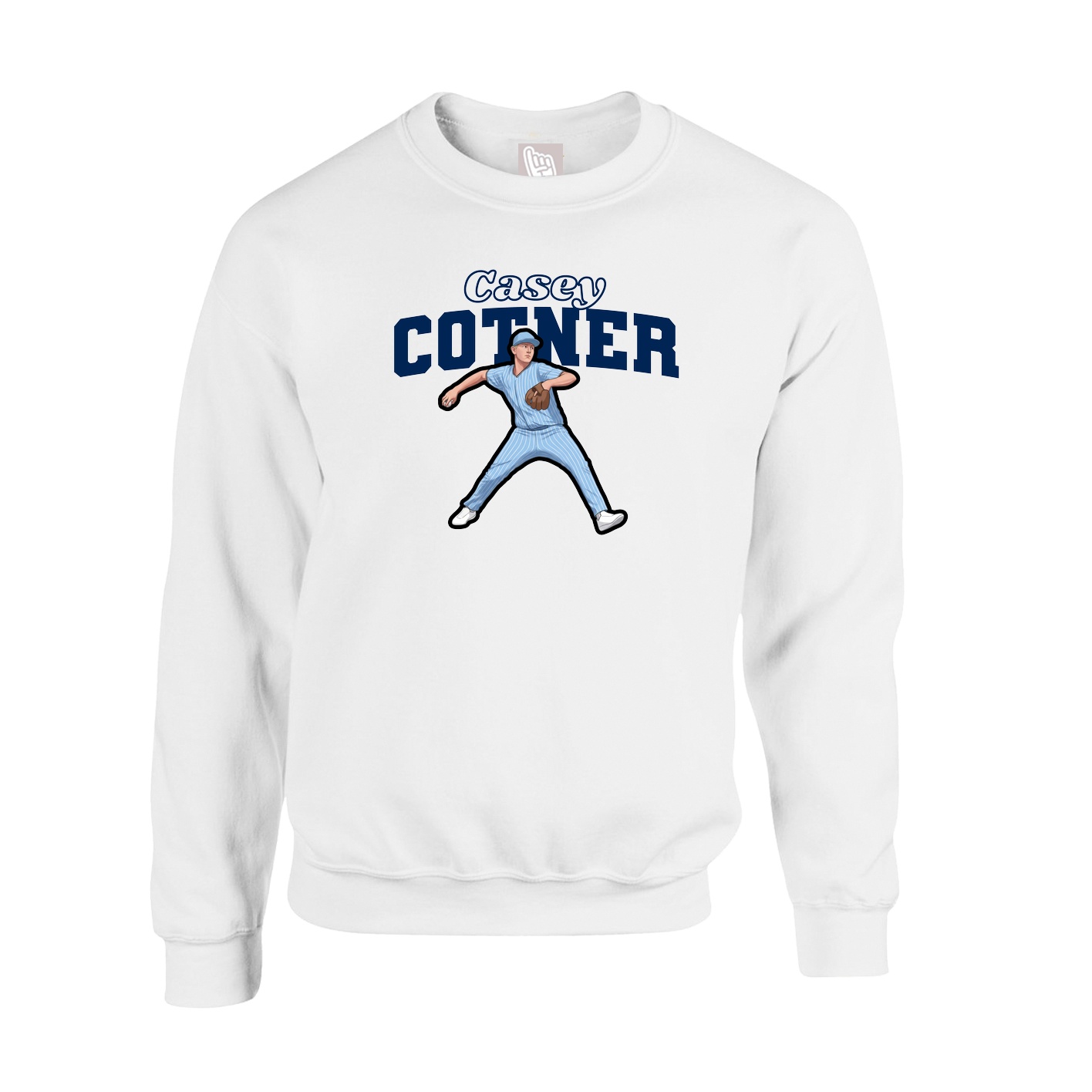 Fleece Crew — Name Arch in White