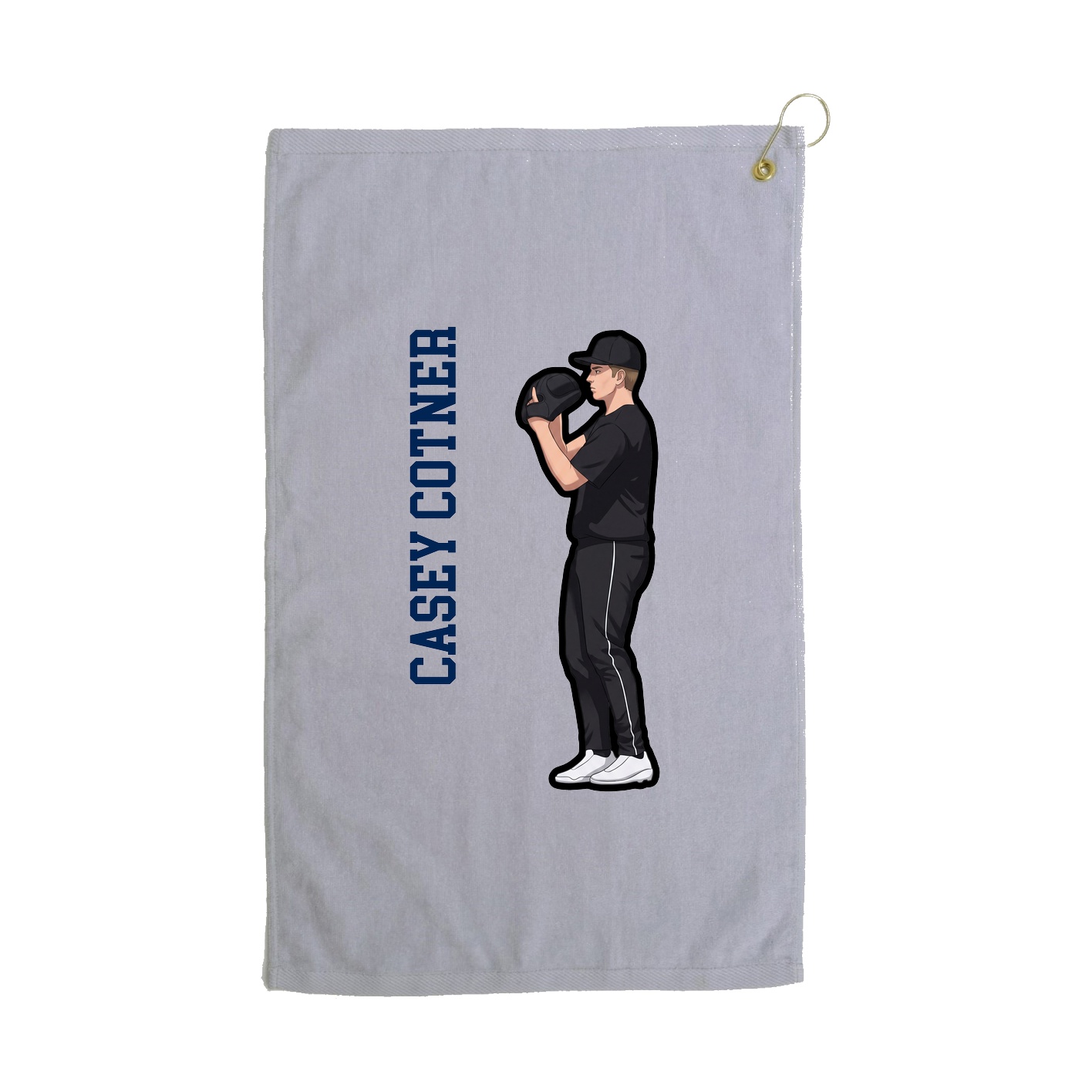 Golf Towel — Name Vertical in Grey