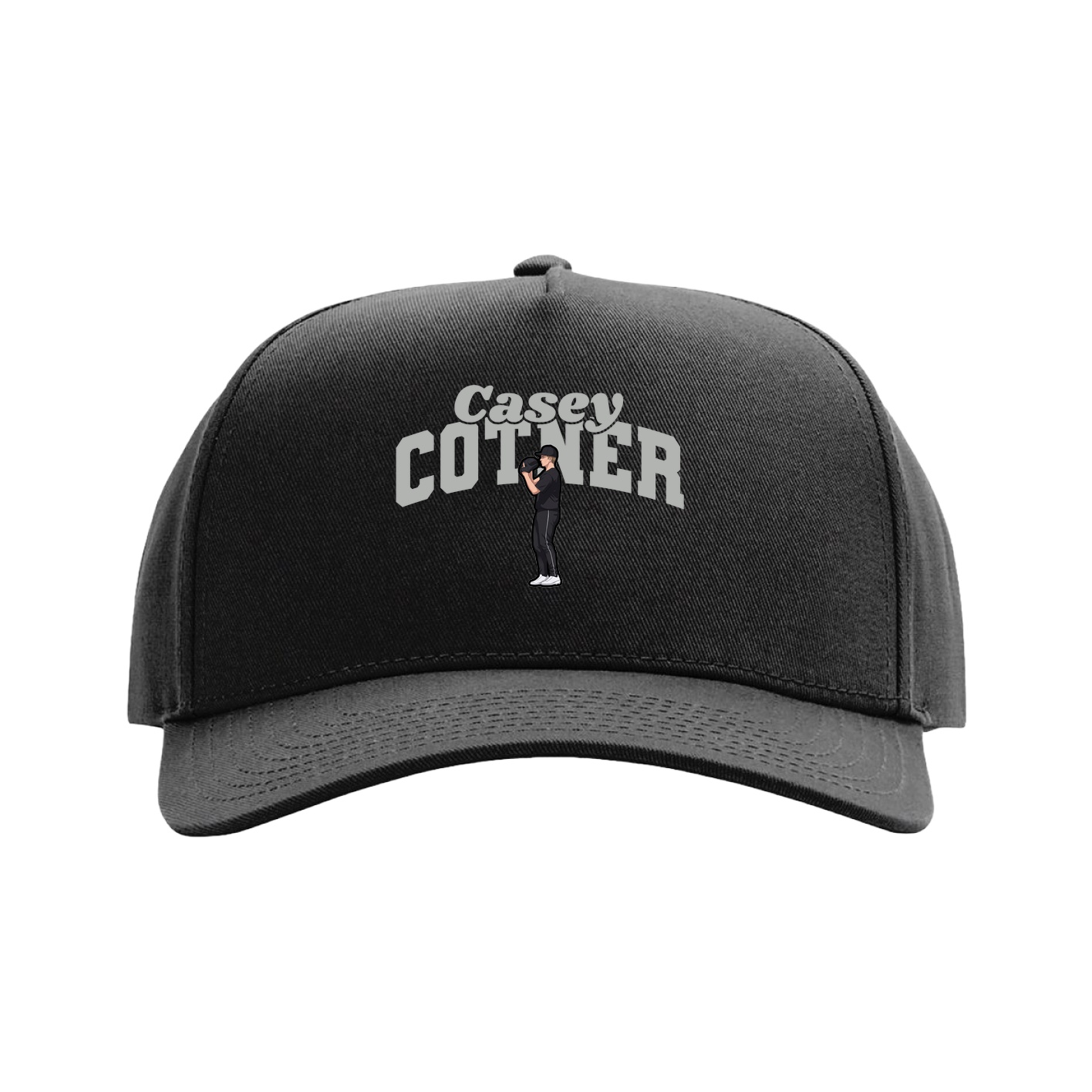 Full Fabric Five-Panel Champ Cap — Signature Arch in Black