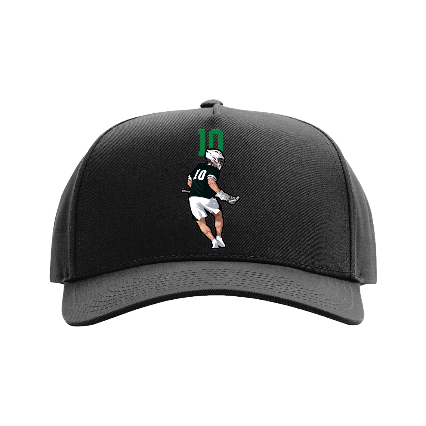 Full Fabric Five-Panel Champ Cap — Number Top in Black