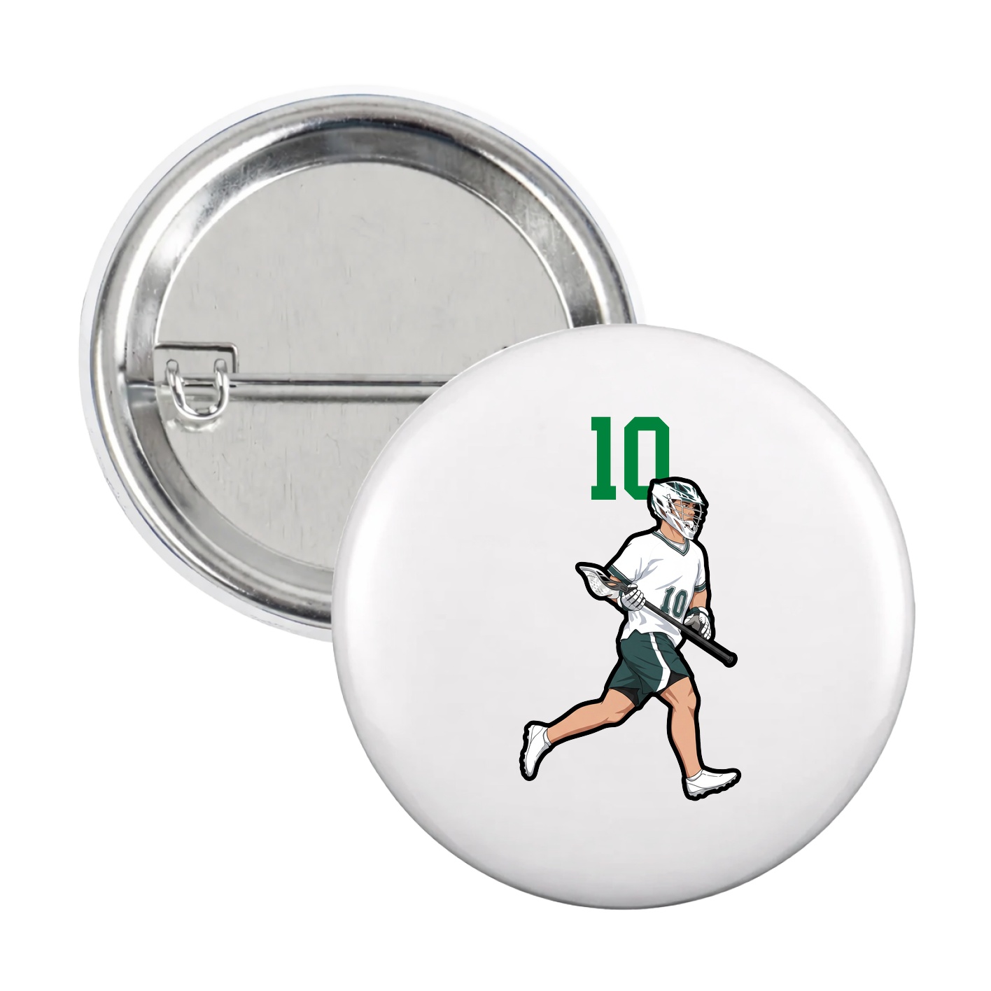 Game Day Button — Number Top in White
