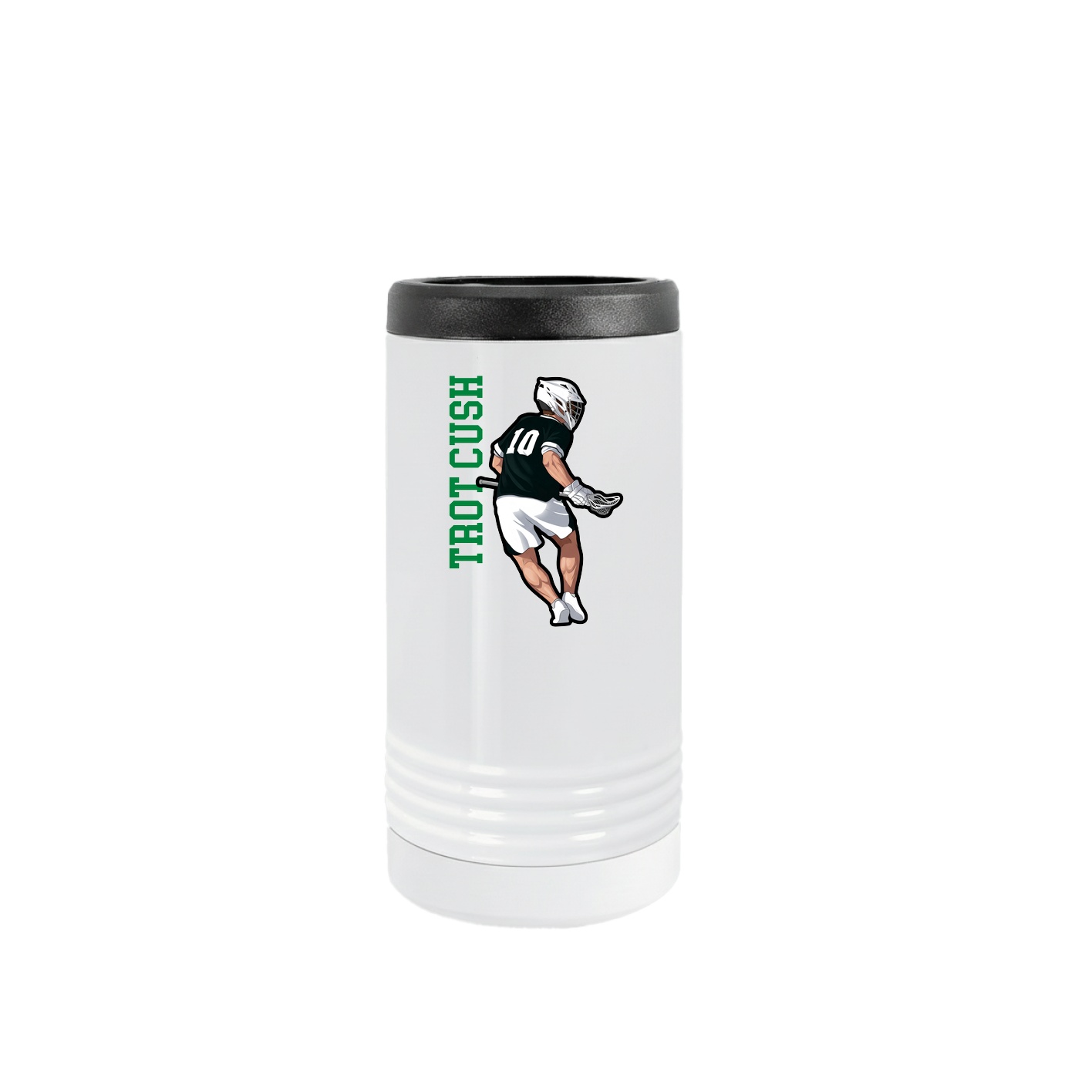 Slim Beverage Holder — Name Vertical in White
