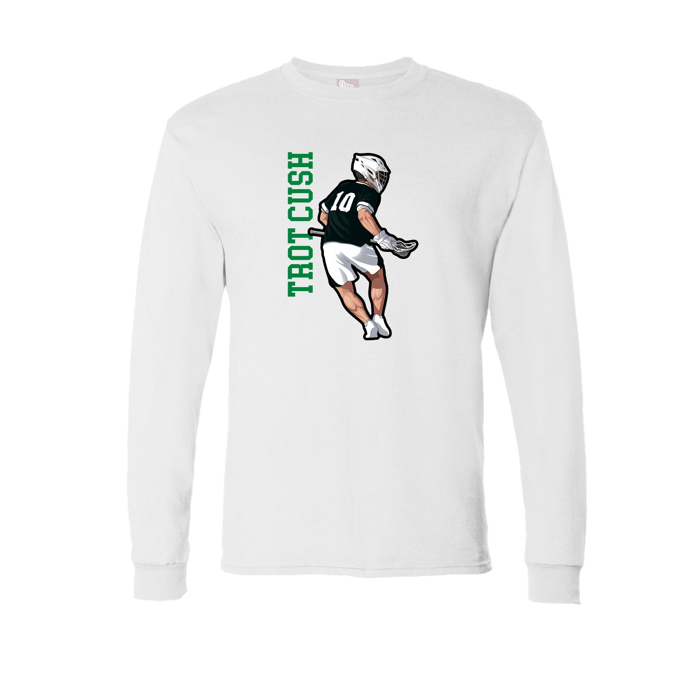 Long Sleeve Tee — Name Vertical in White