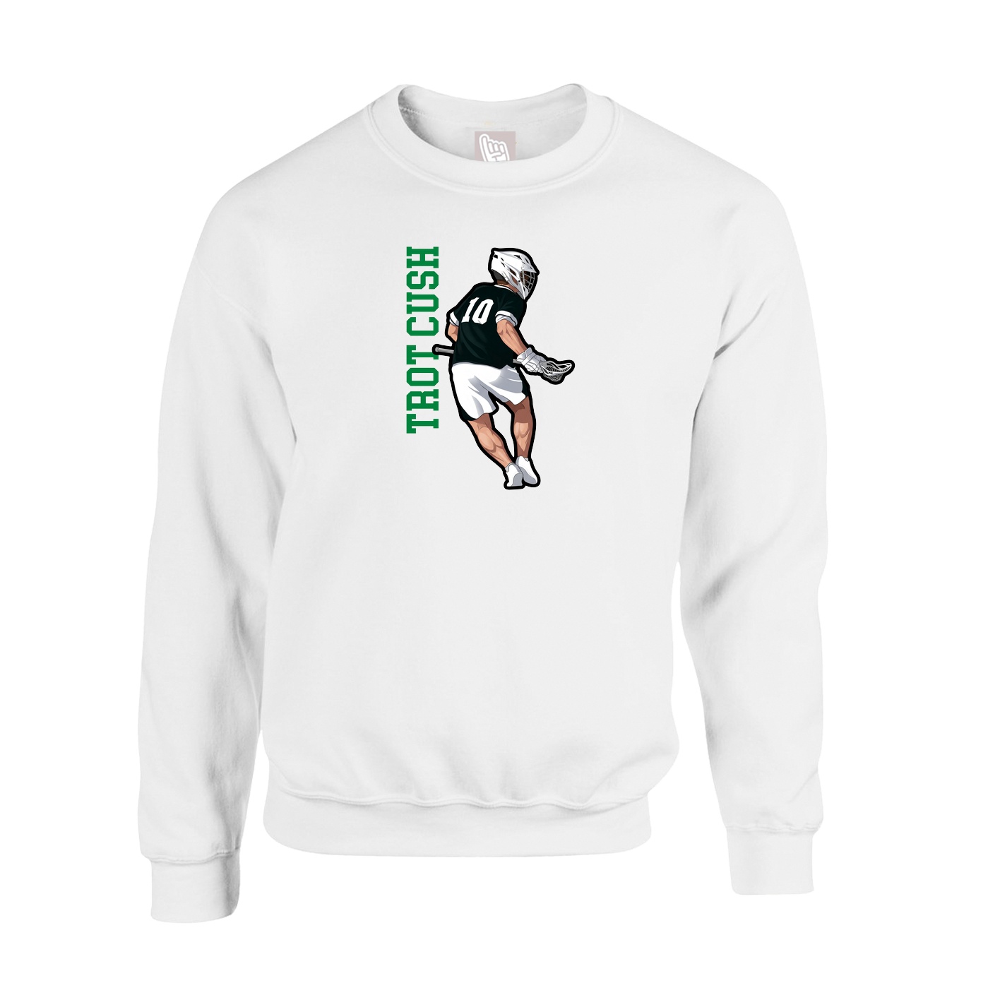 Fleece Crew — Name Vertical in White