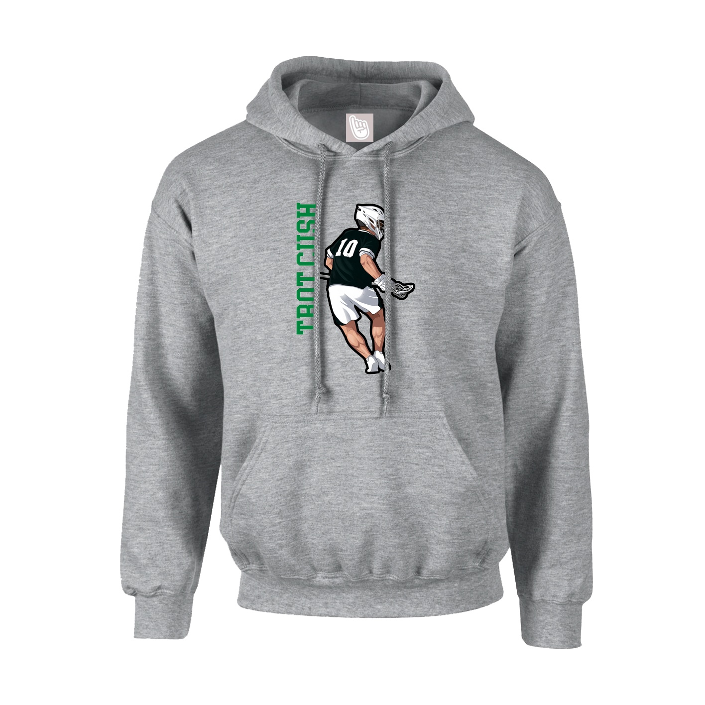 Youth Hoodie — Name Vertical in Grey