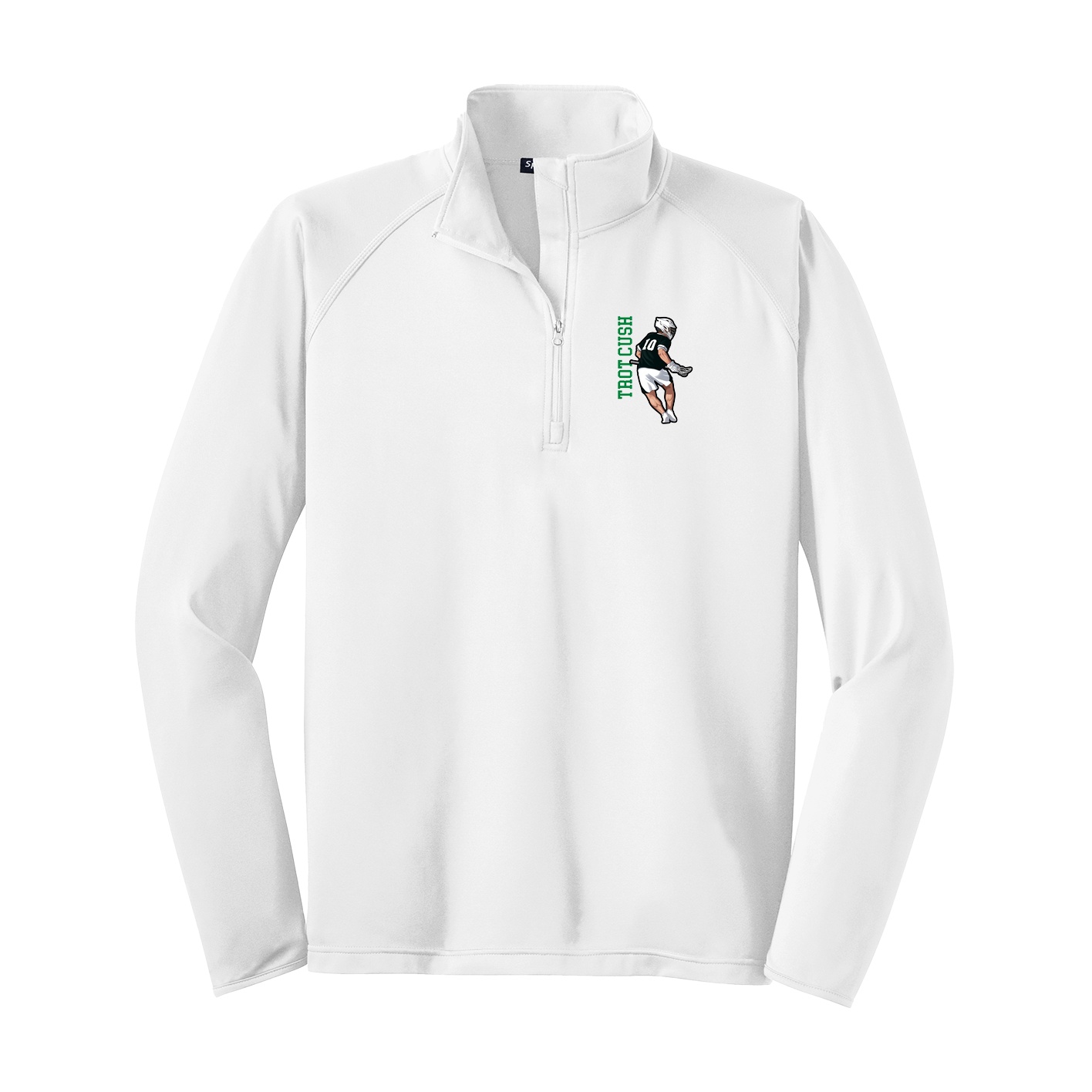 Q-Zip Pullover — Name Vertical in White