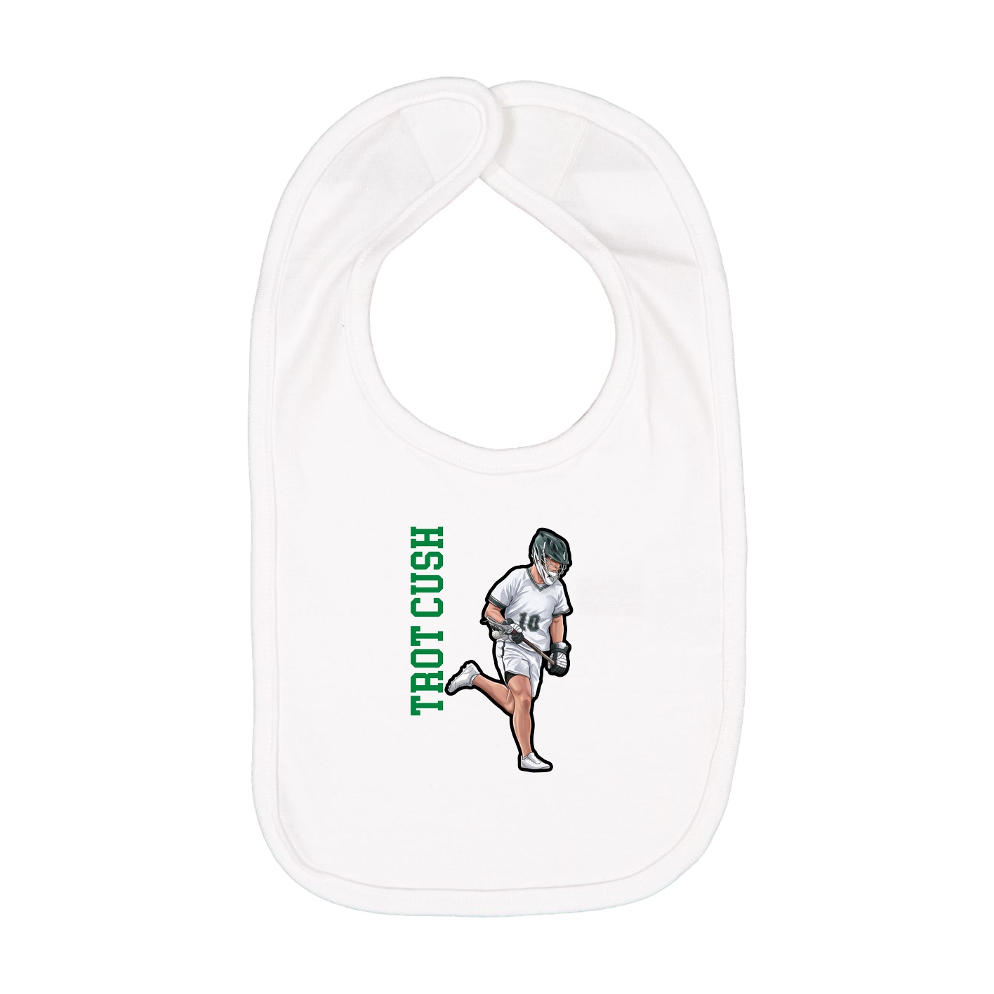 Infant Bib — Name Vertical in White