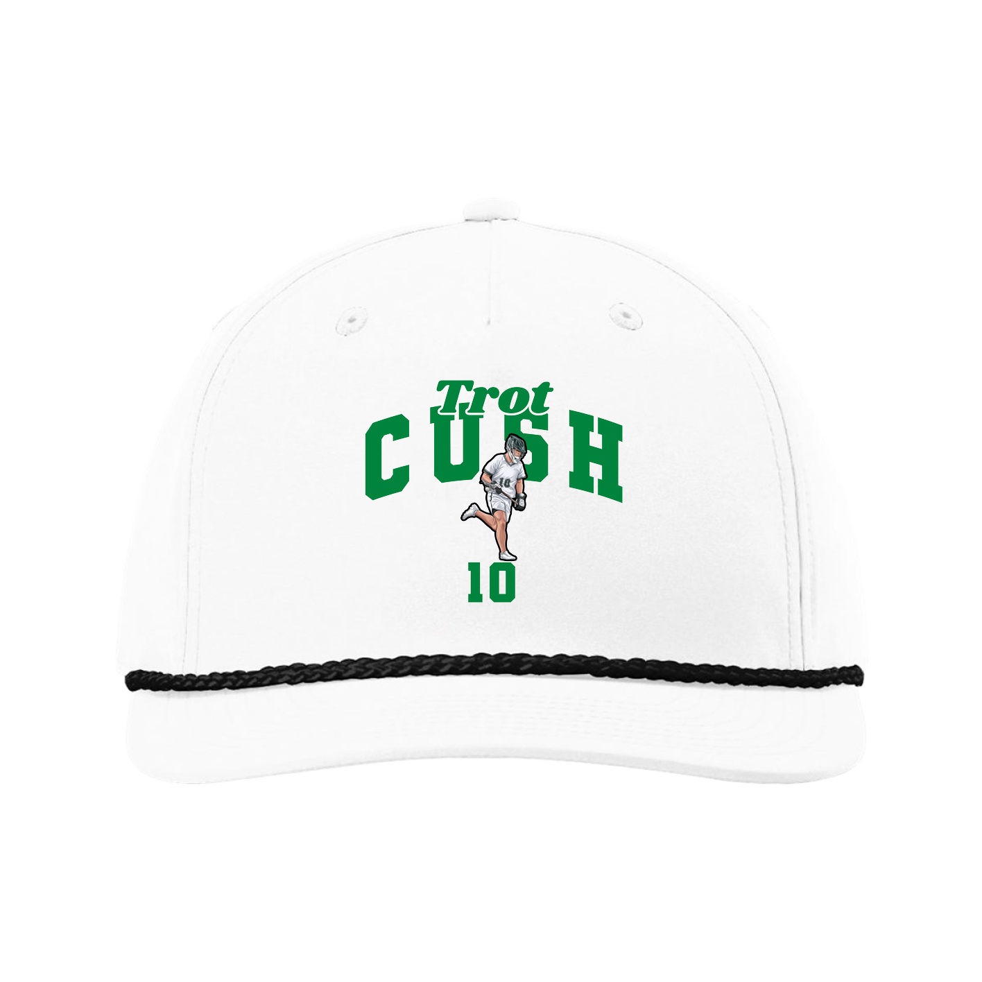Five-Panel Classic Rope Cap — Signature Arch in White