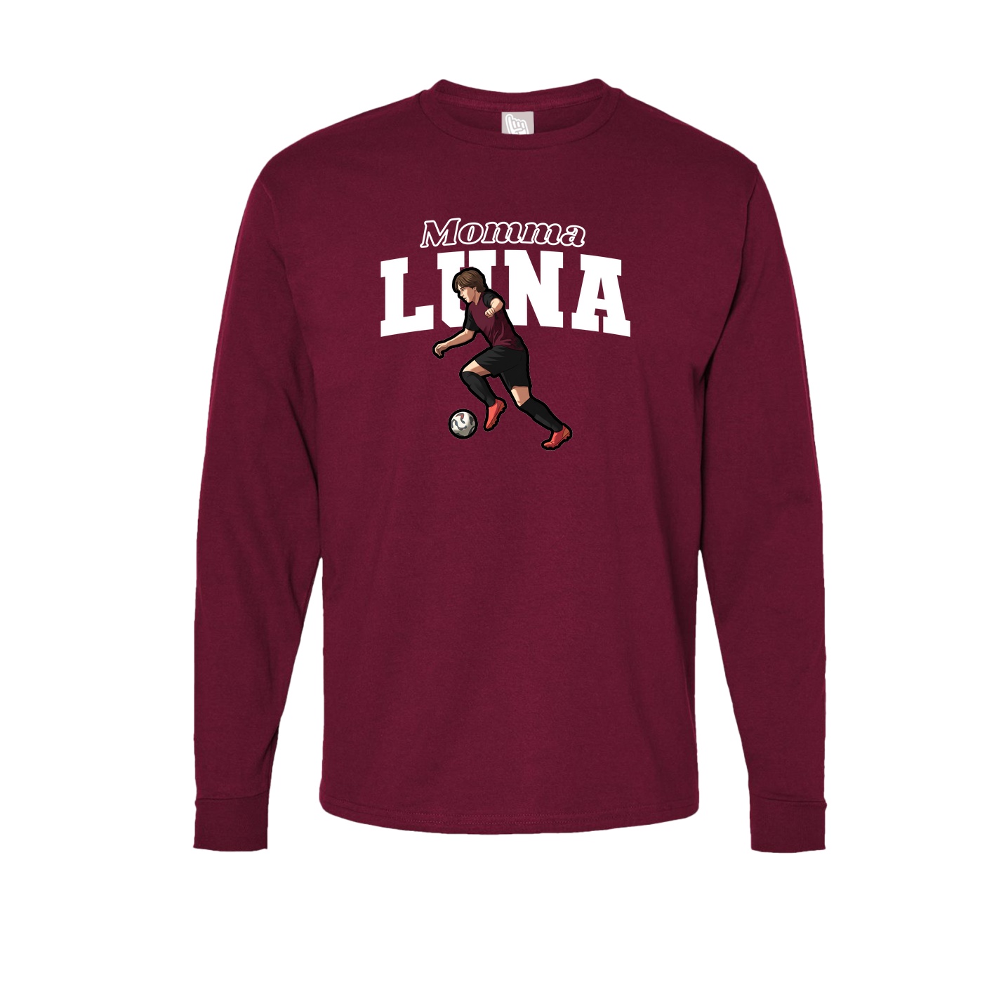 Long Sleeve Tee — Mothers Day Block in Cardinal