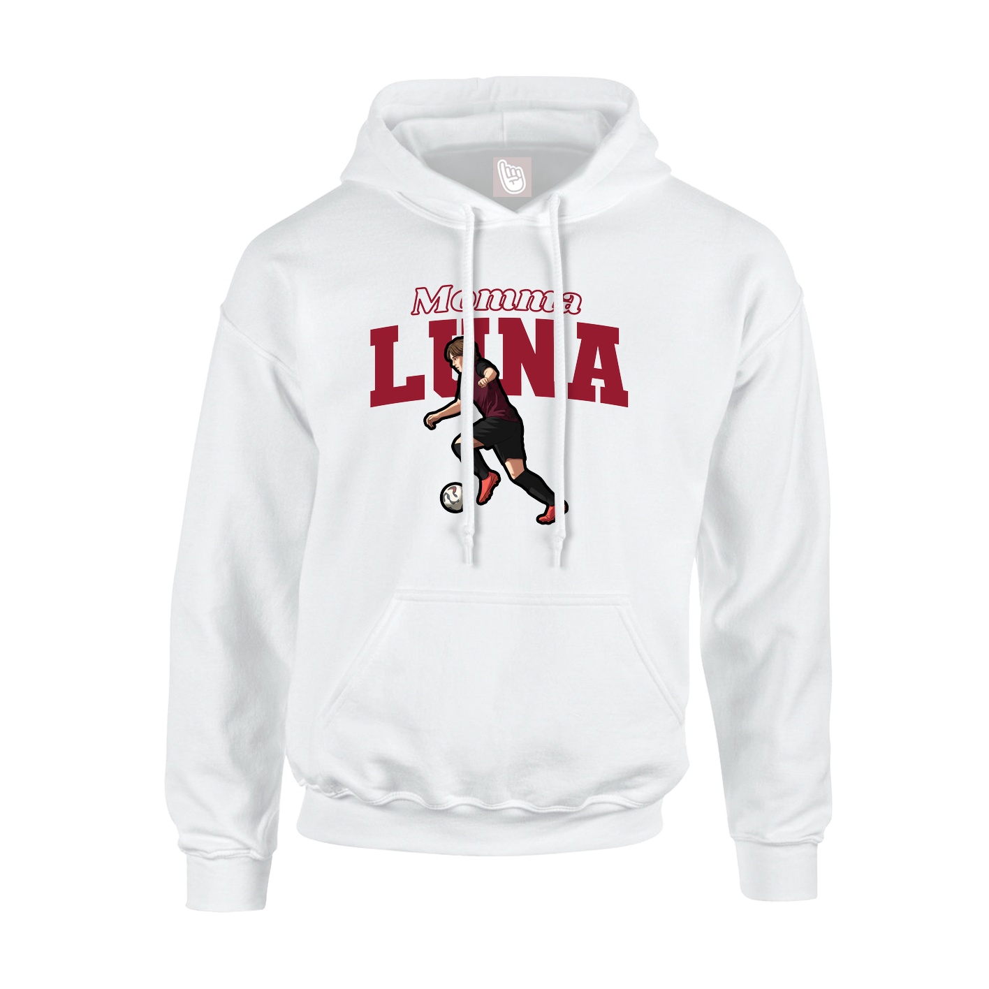 Youth Hoodie — Mothers Day Block in White