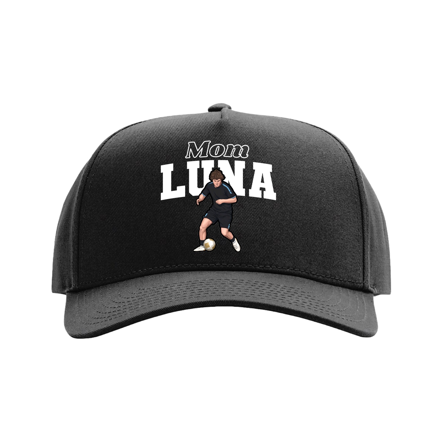 Full Fabric Five-Panel Champ Cap — Mothers Day Block in Black