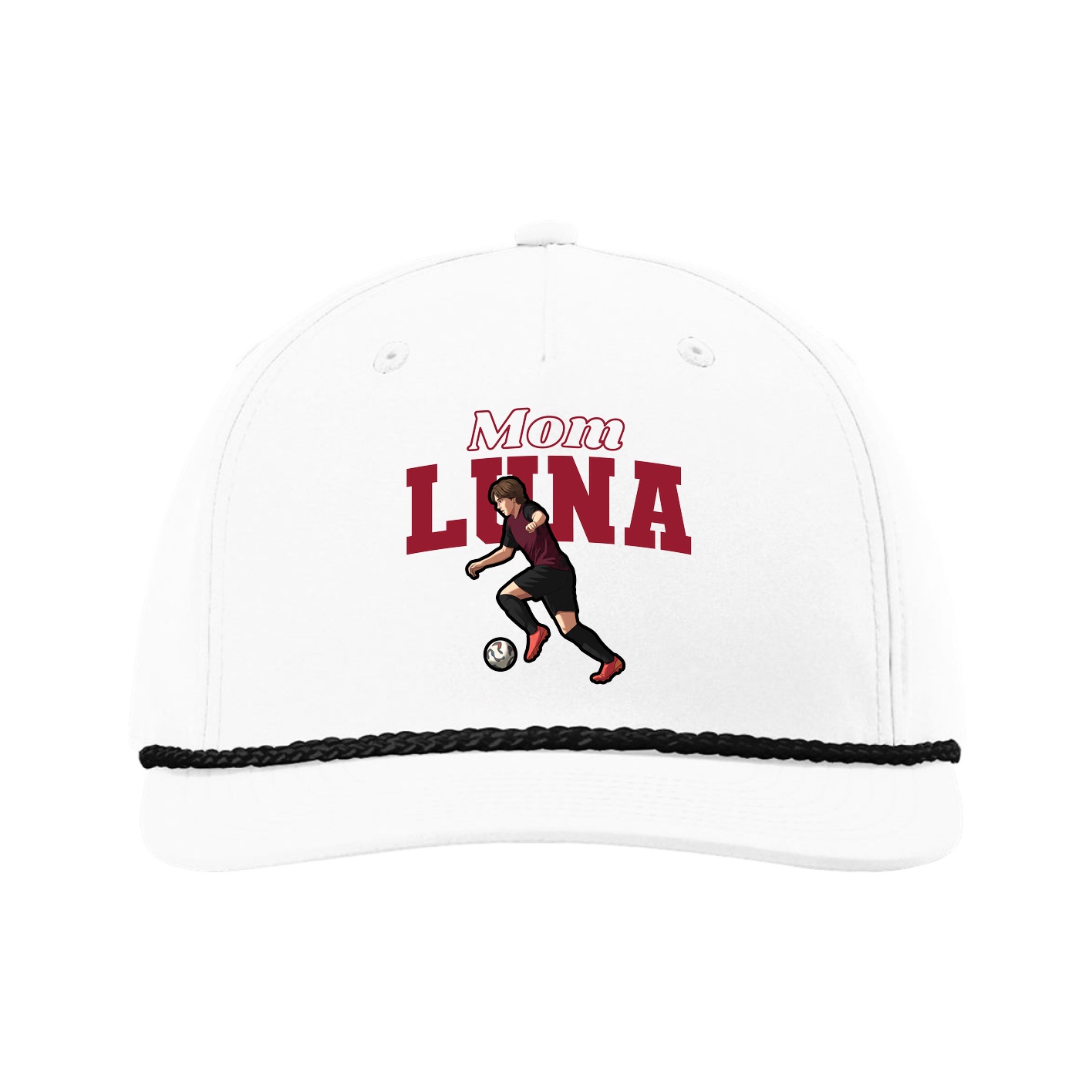 Five-Panel Classic Rope Cap — Mothers Day Block in White