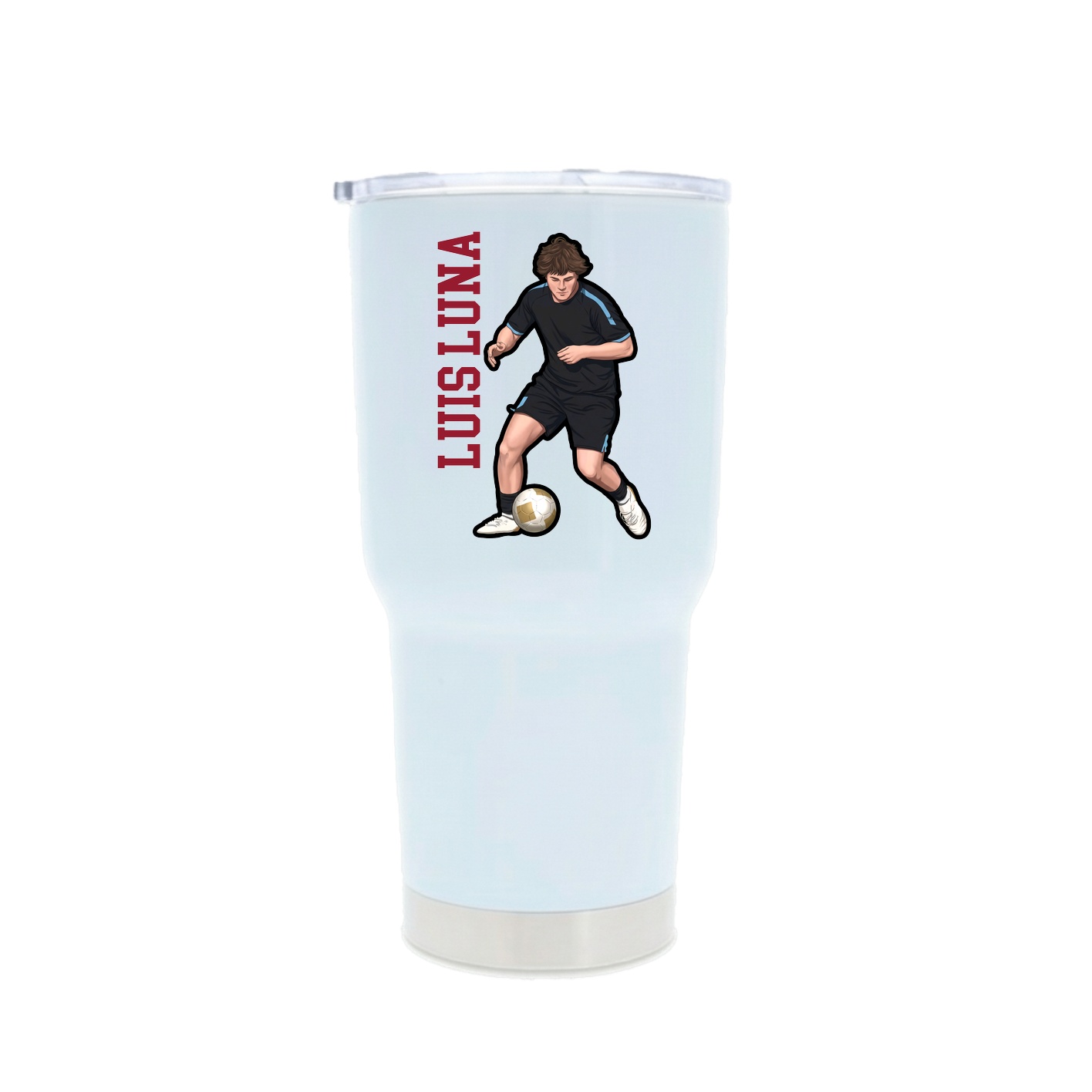 30oz Stainless Steel Tumbler — Name Vertical in White
