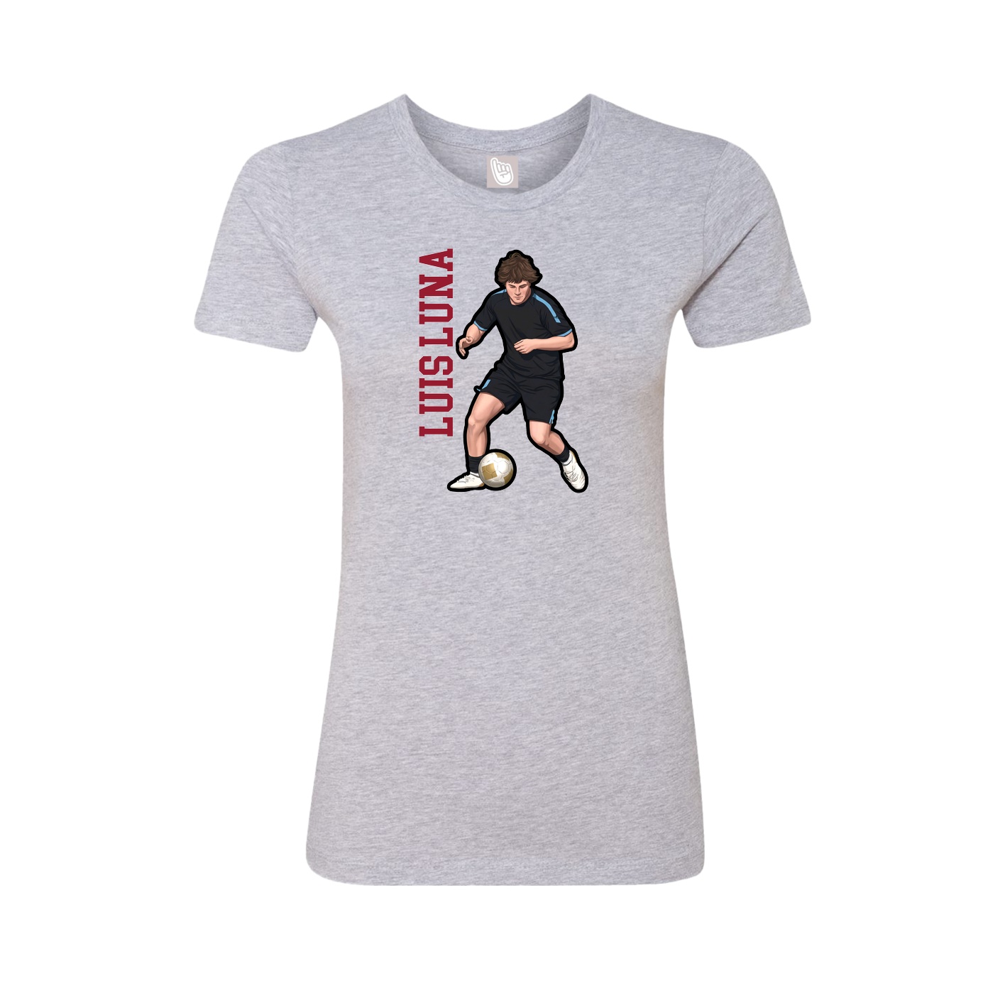 Fitted Women's Tee — Name Vertical in Grey