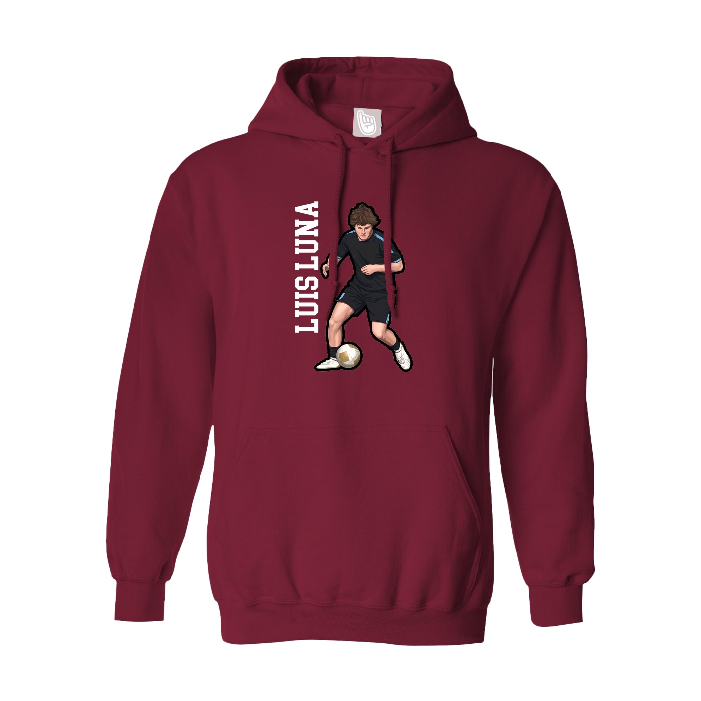 Hoodie — Name Vertical in Cardinal
