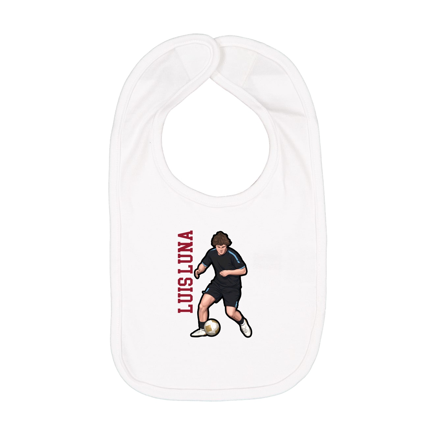 Infant Bib — Name Vertical in White