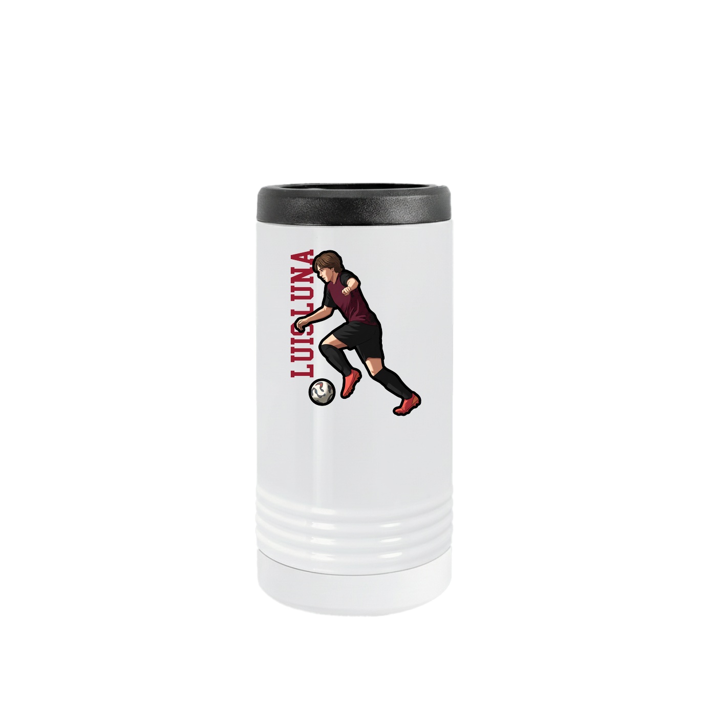 Slim Beverage Holder — Name Vertical in White