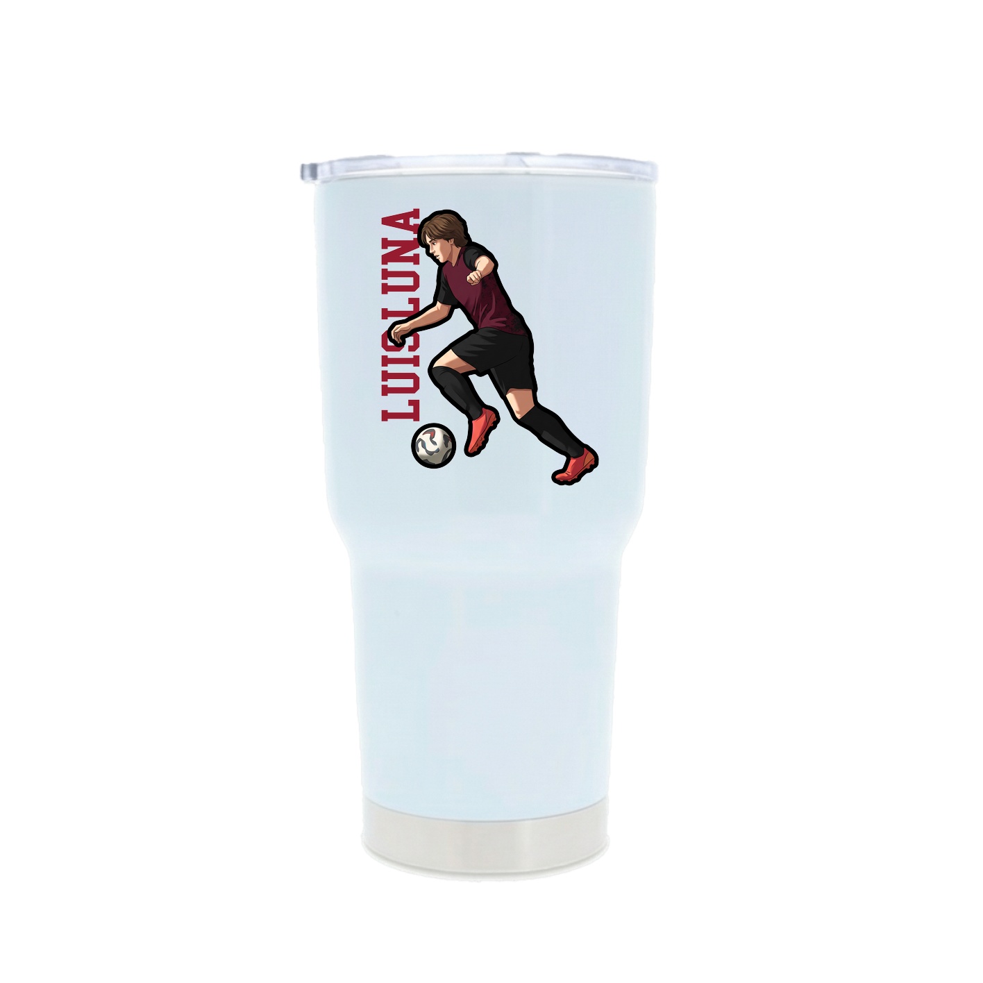 30oz Stainless Steel Tumbler — Name Vertical in White