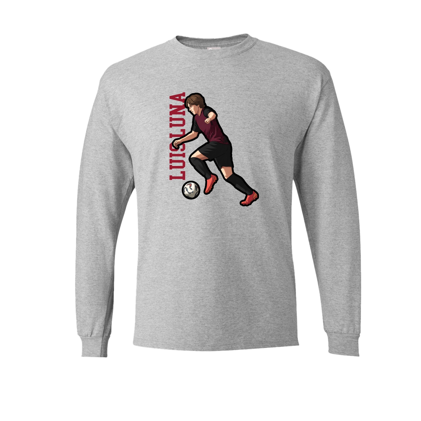 Long Sleeve Tee — Name Vertical in Grey