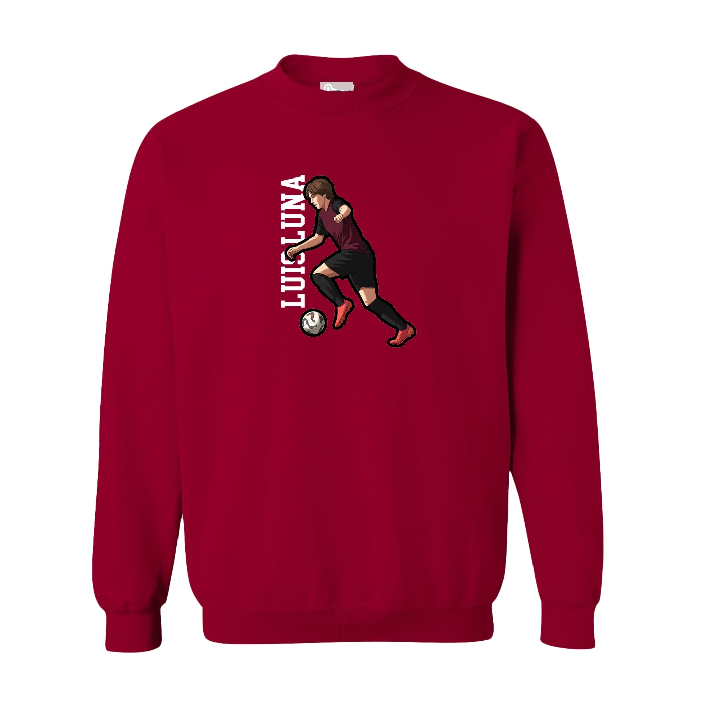 Fleece Crew — Name Vertical in Cardinal