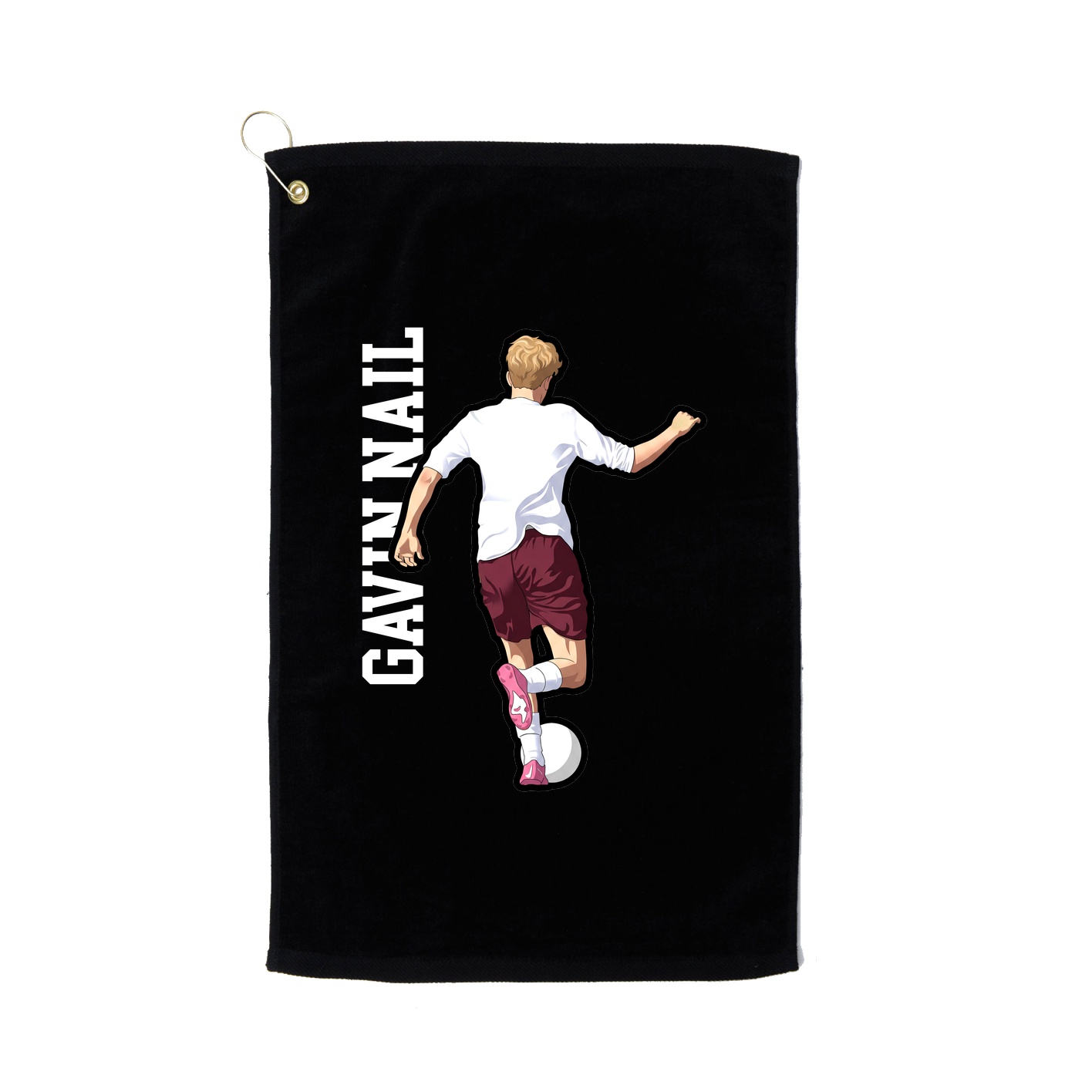 Golf Towel — Name Vertical in Black