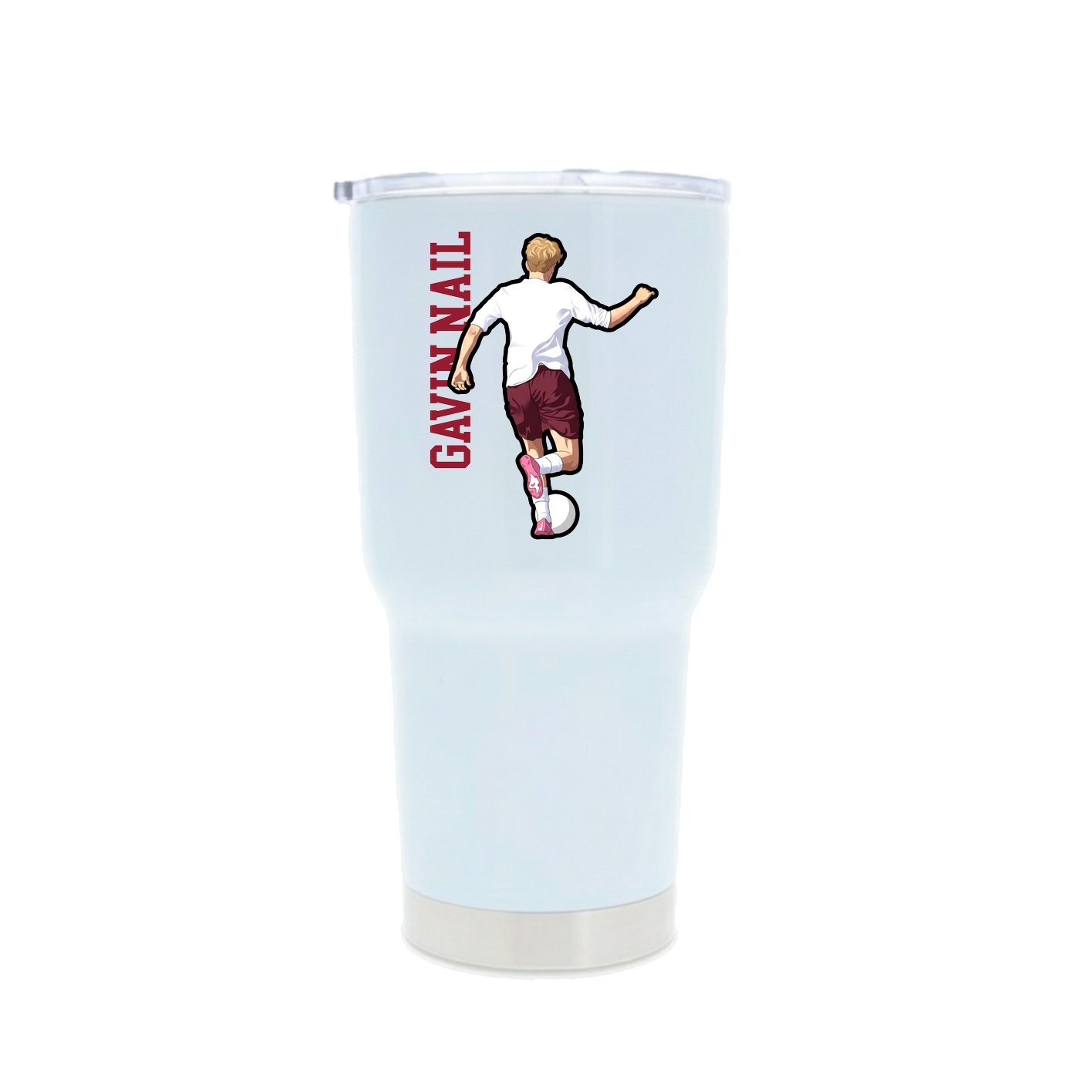 30oz Stainless Steel Tumbler — Name Vertical in White