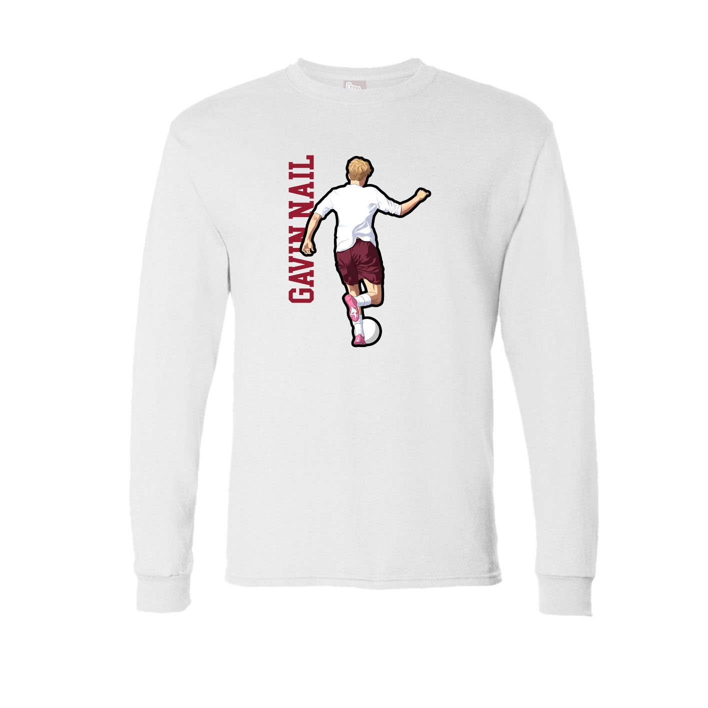 Long Sleeve Tee — Name Vertical in White