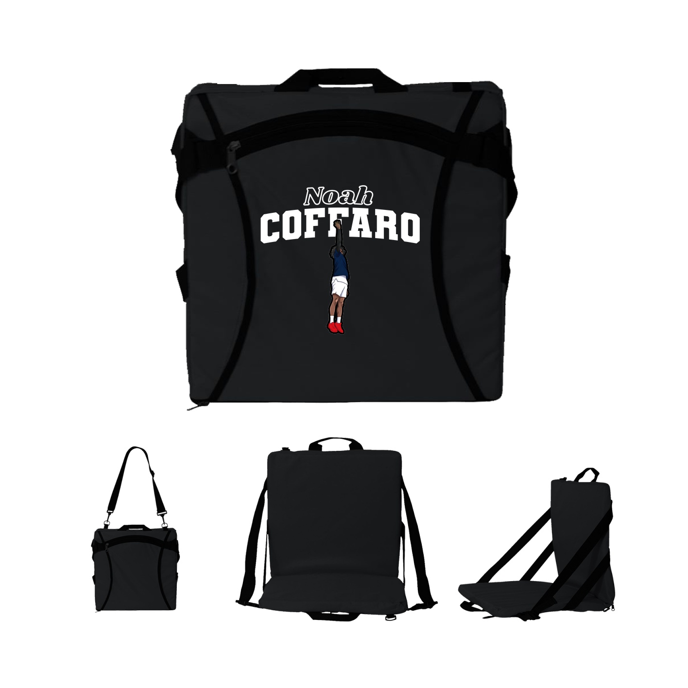 Folding Stadium Seat — Name Arch in Black