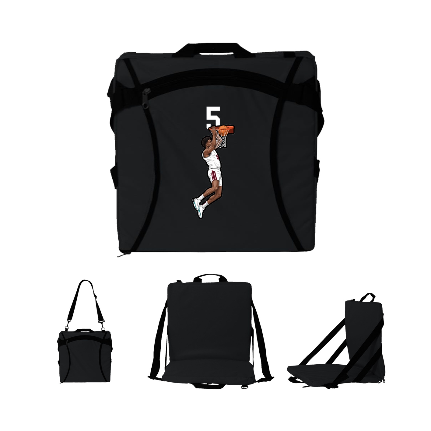 Folding Stadium Seat — Number Top in Black
