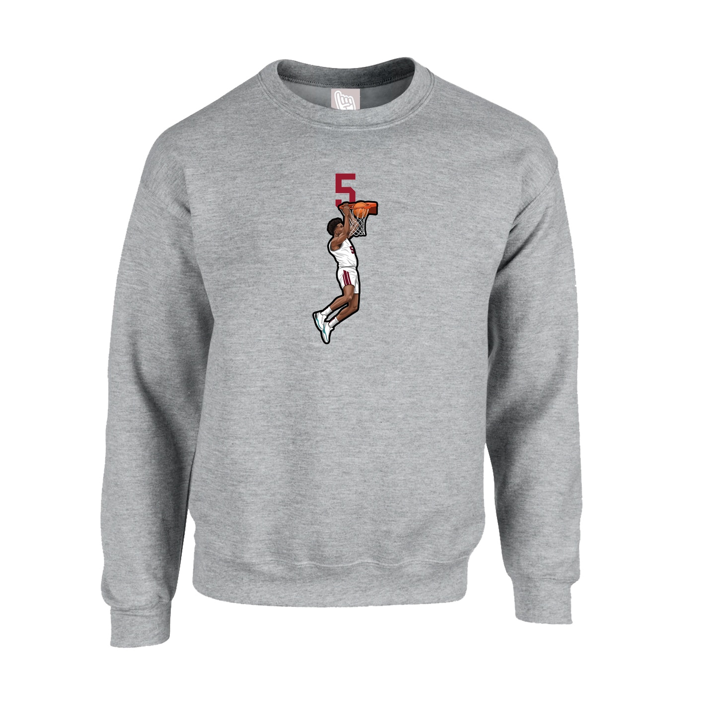Fleece Crew — Number Top in Grey