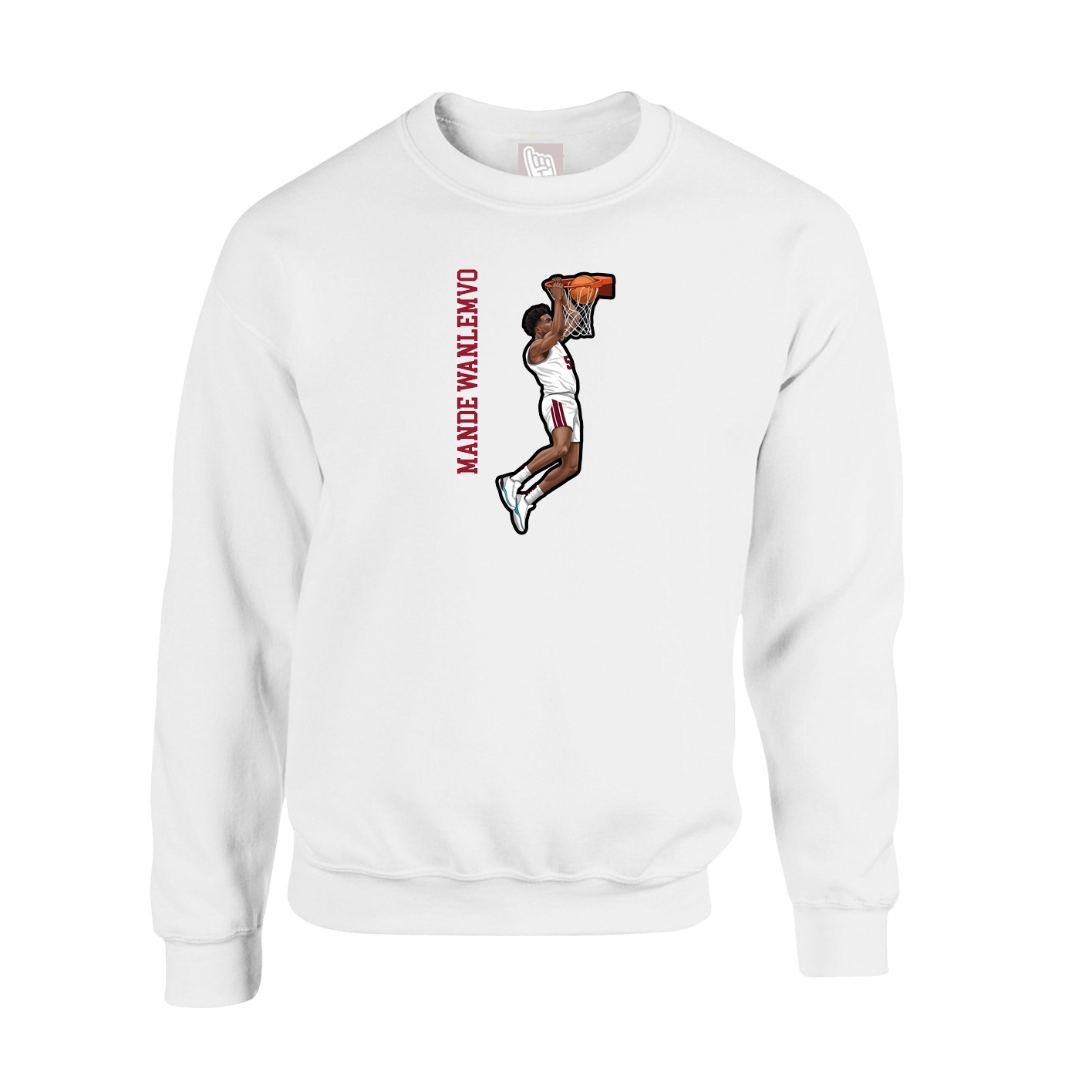 Fleece Crew — Name Vertical in White