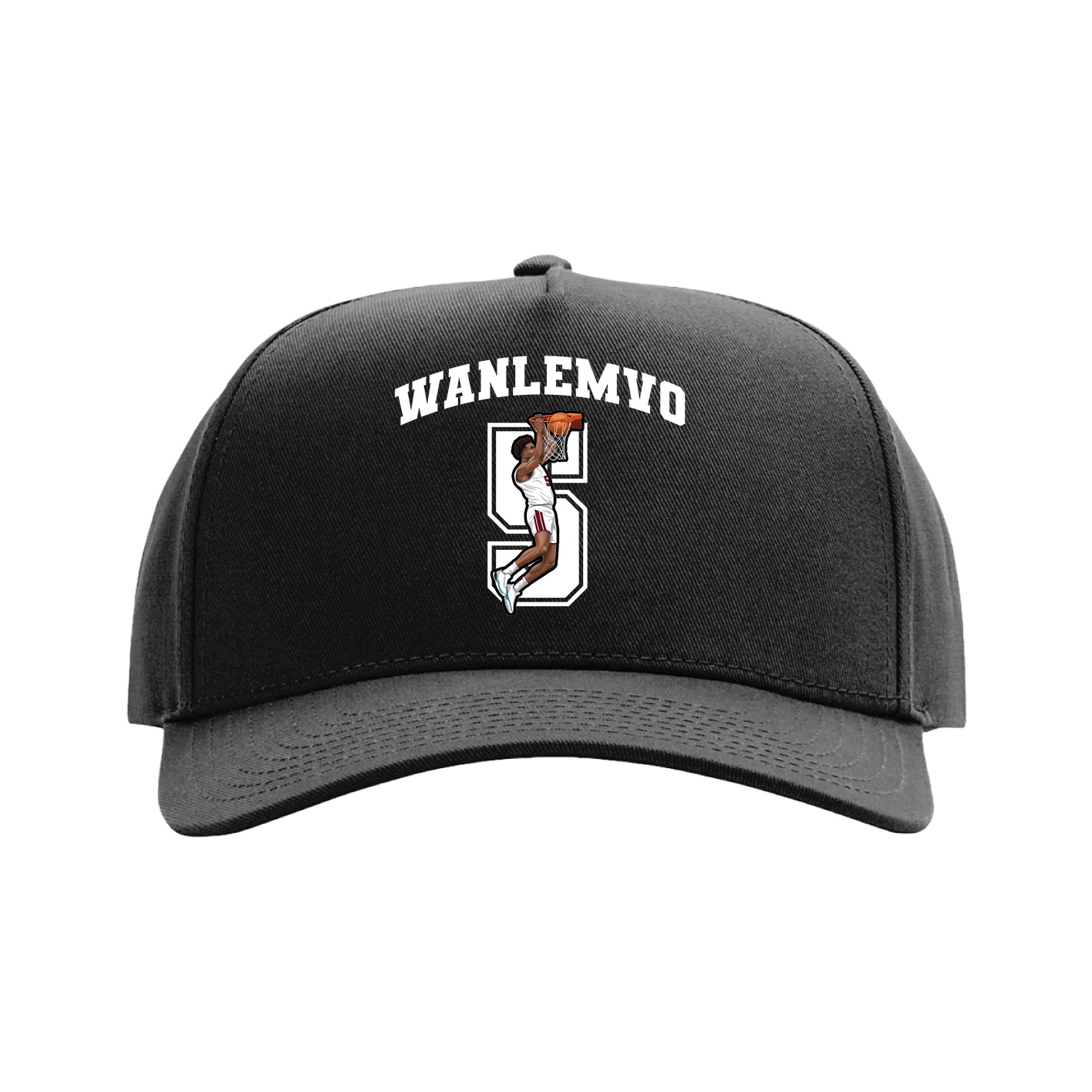Full Fabric Five-Panel Champ Cap — Number in Black