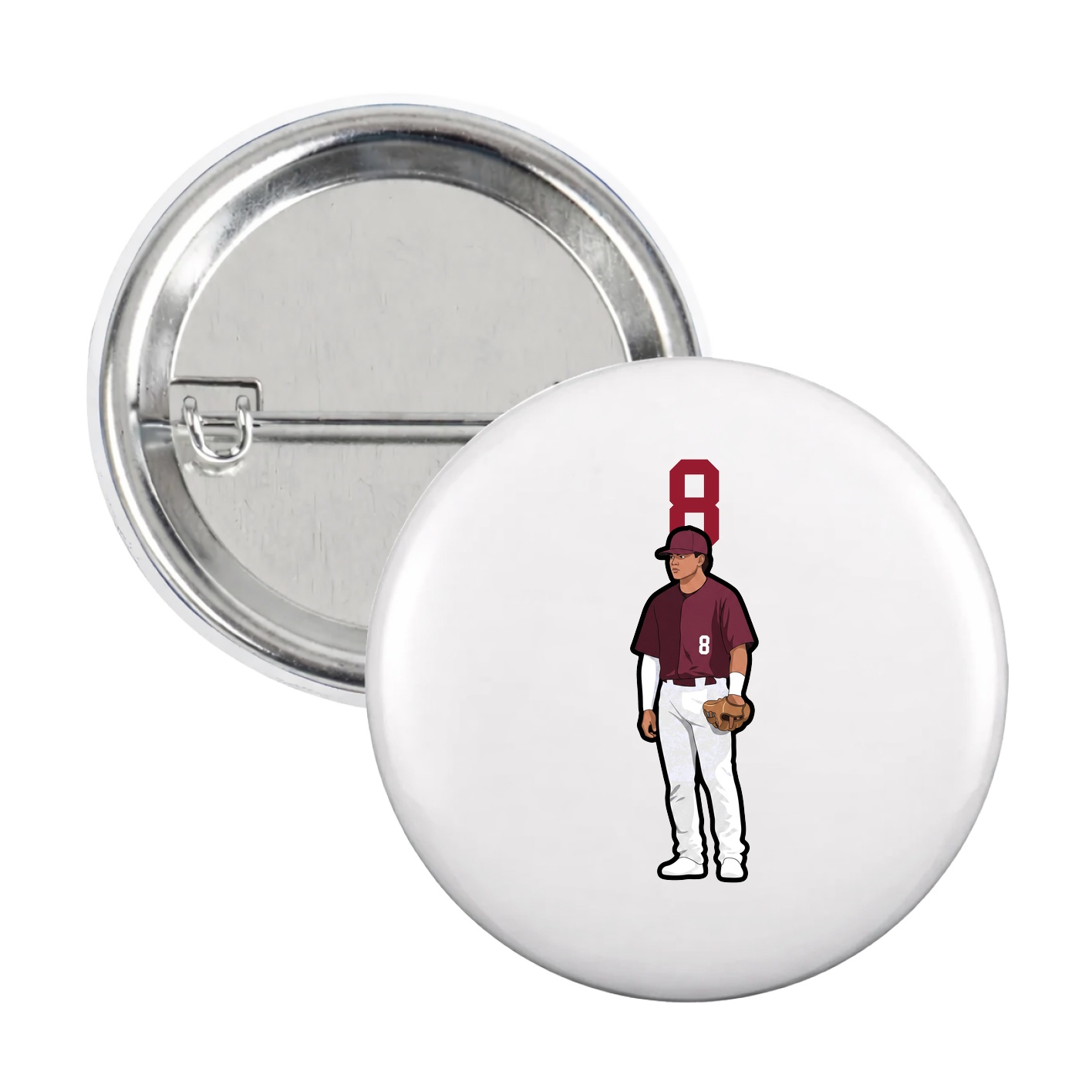 Game Day Button — Number Top in White
