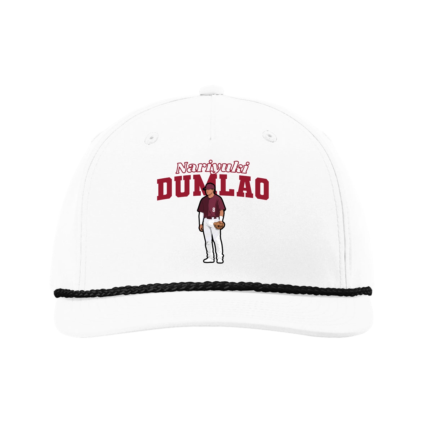 Five-Panel Classic Rope Cap — Name Arch in White