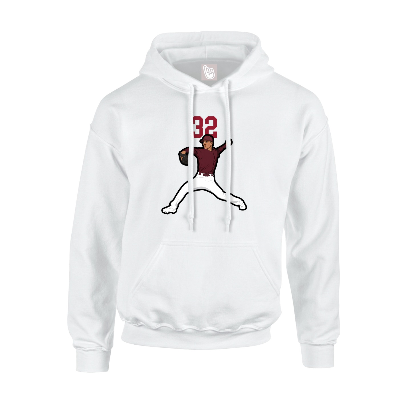 Youth Hoodie — Number Top in White
