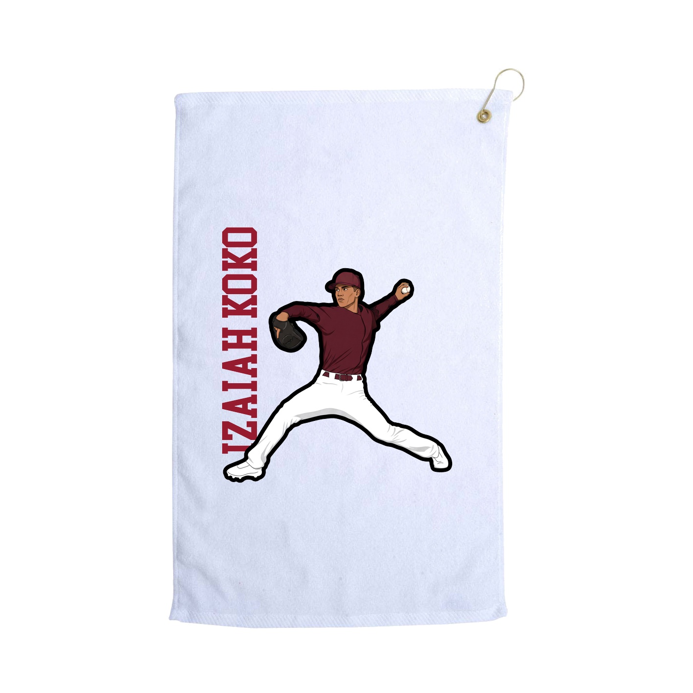 Golf Towel — Name Vertical in White