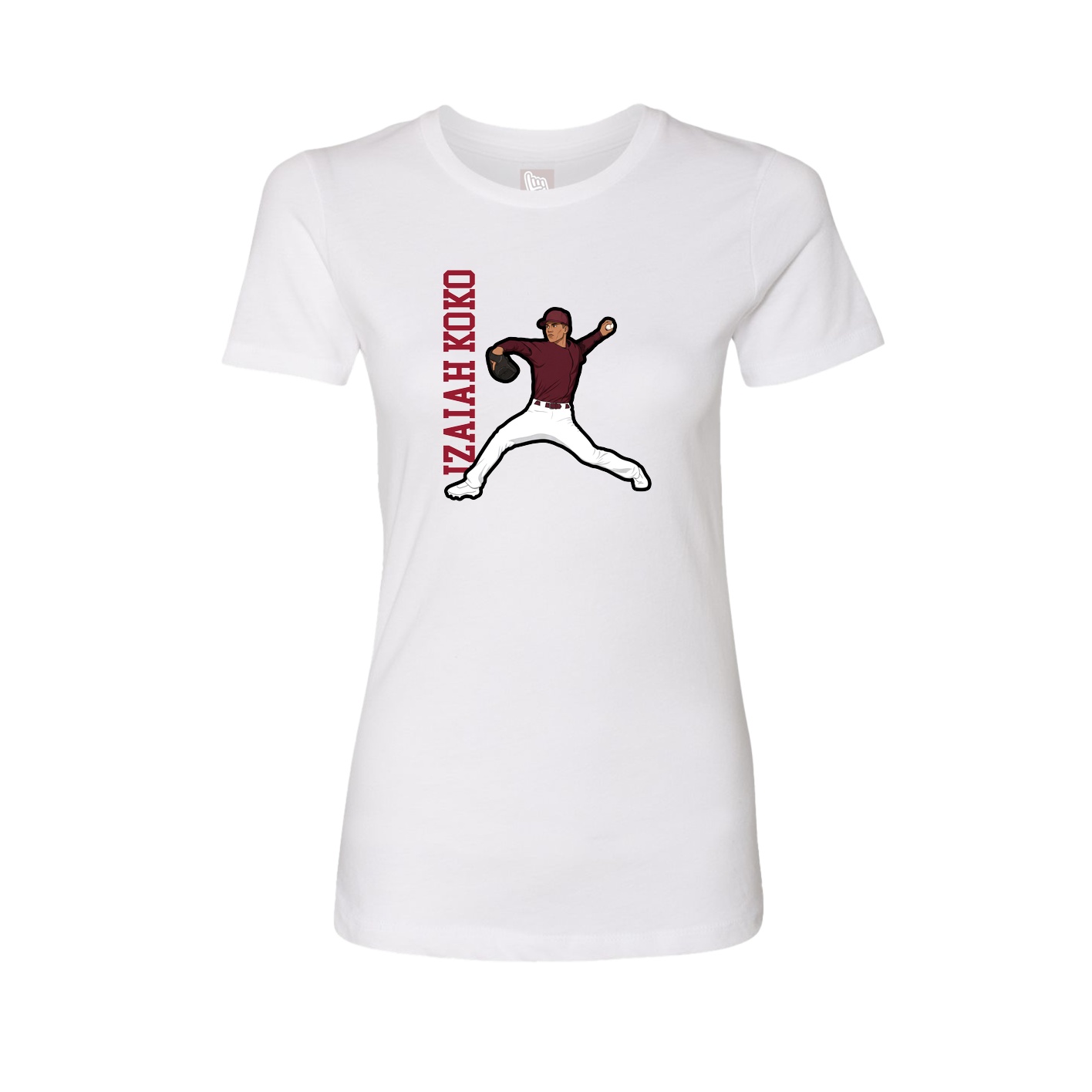 Fitted Women's Tee — Name Vertical in White