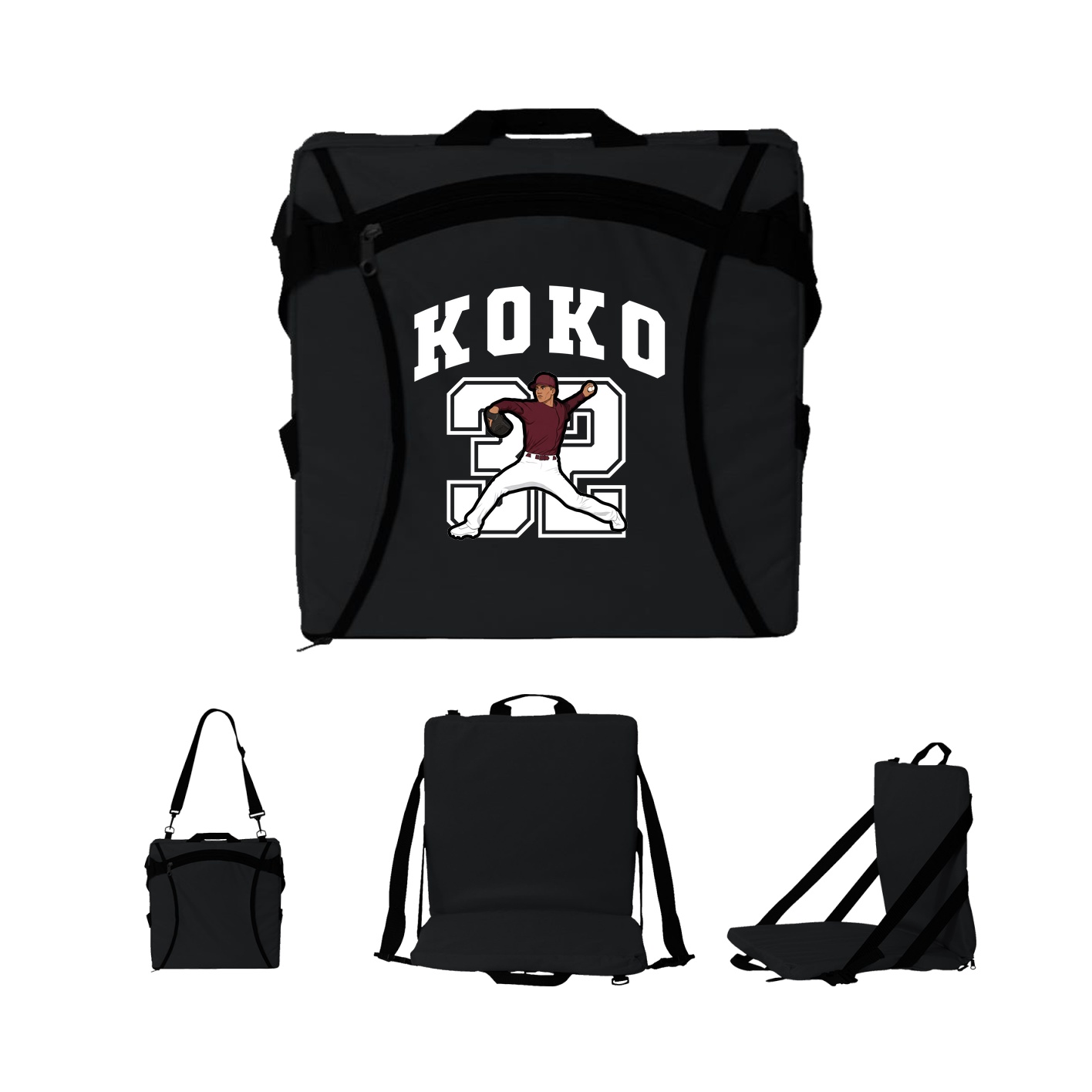 Folding Stadium Seat — Number in Black