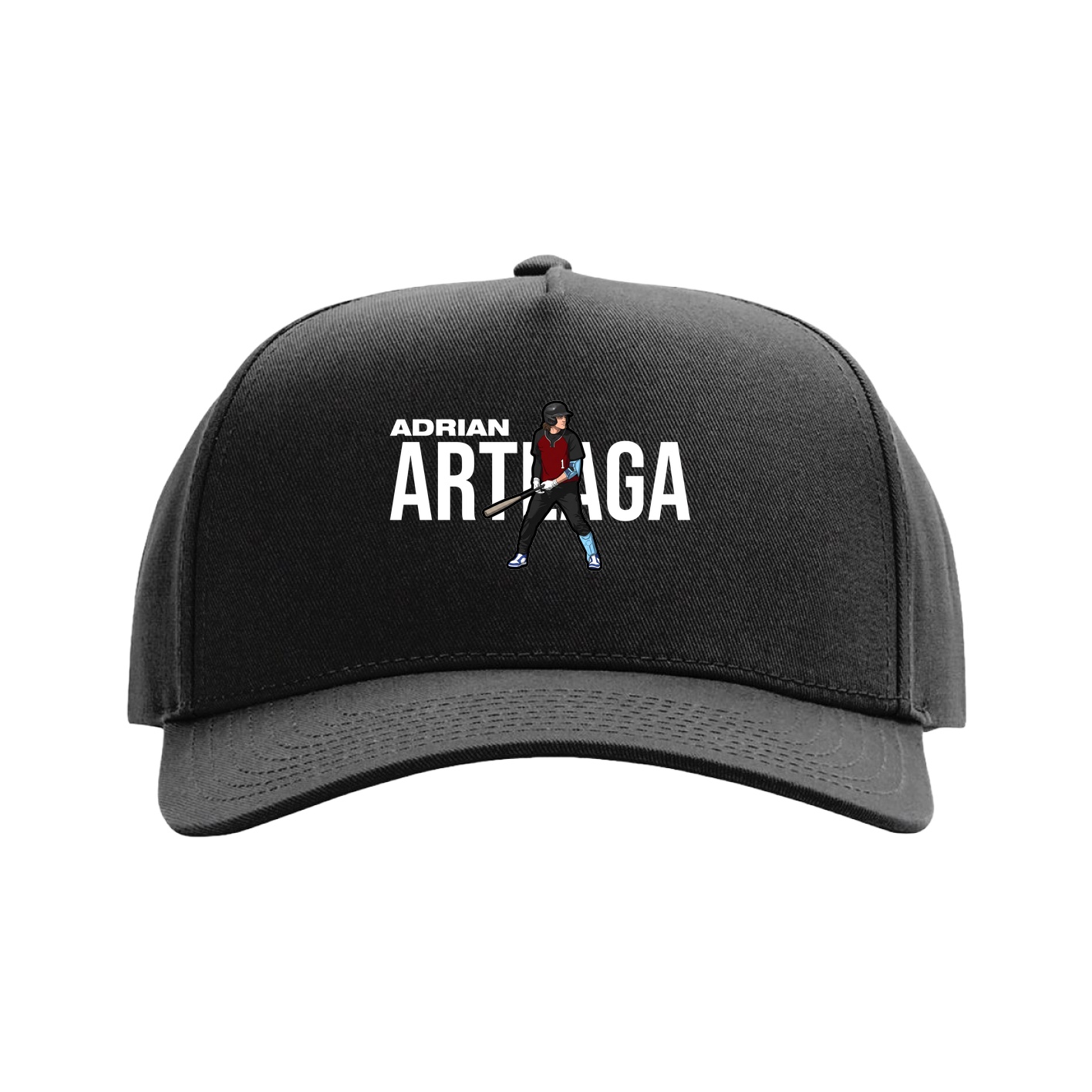 Full Fabric Five-Panel Champ Cap — Player Name in Black