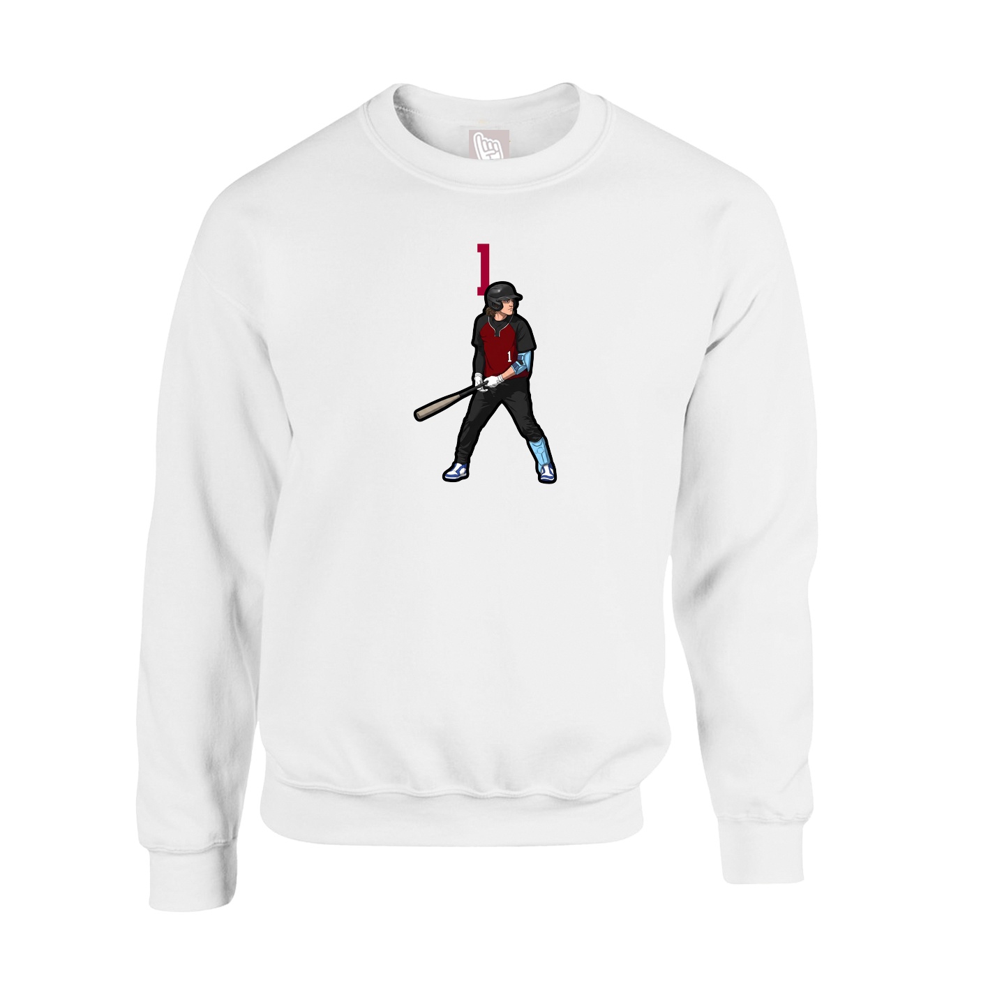 Fleece Crew — Number Top in White
